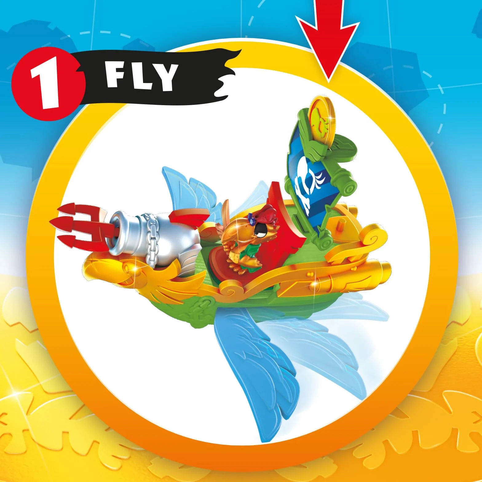 PIRATIX ADVENTURE WORLD Łódź piracka w kształcie papugi, w zestawie 1 statek piracki, 1 ekskluzywny piratix, 1 ekskluzywny skarb, 1 x akcesorium, 1 armata i 1 pocisk