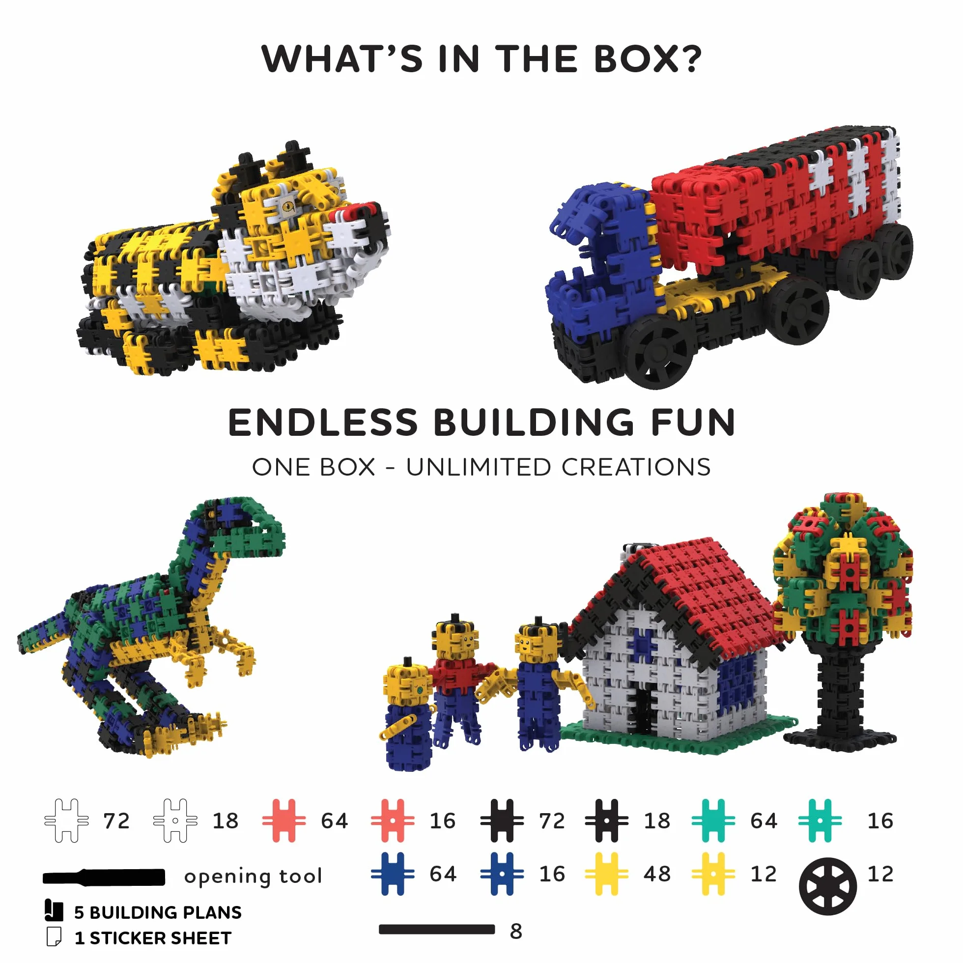 Nano Clics Creative Builders 500, construction toys for children ages 8 and up, creative educational toys in a 500 piece set, building blocks for girls and boys, durable toys