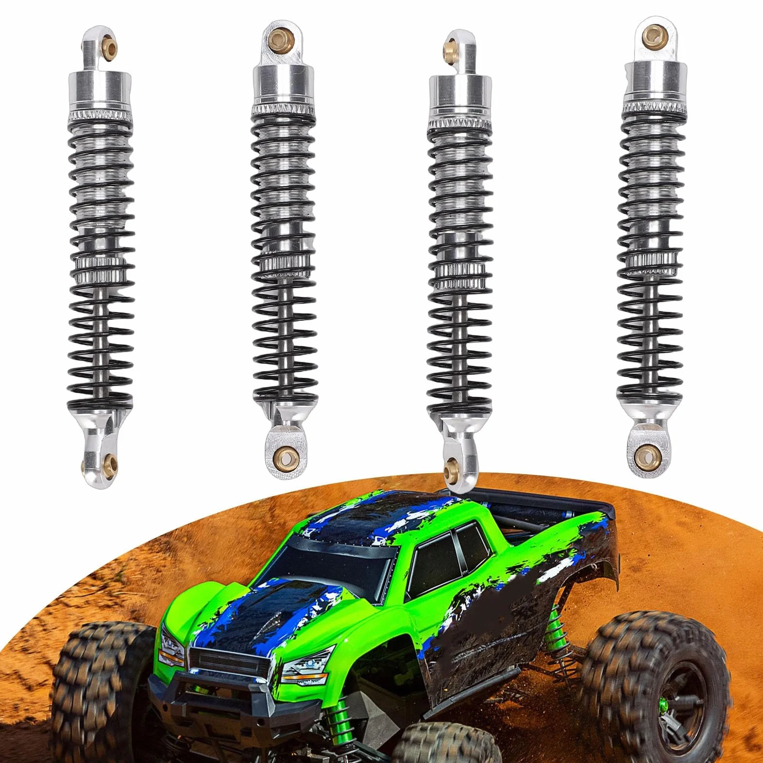 4 szt. Amortyzator Samochodowy ze Stopu Aluminium 1:18 RC, Gwintowany Olejowany Amortyzator Zawieszenia, Zamiennik dla Ascent 18 RC Crawler