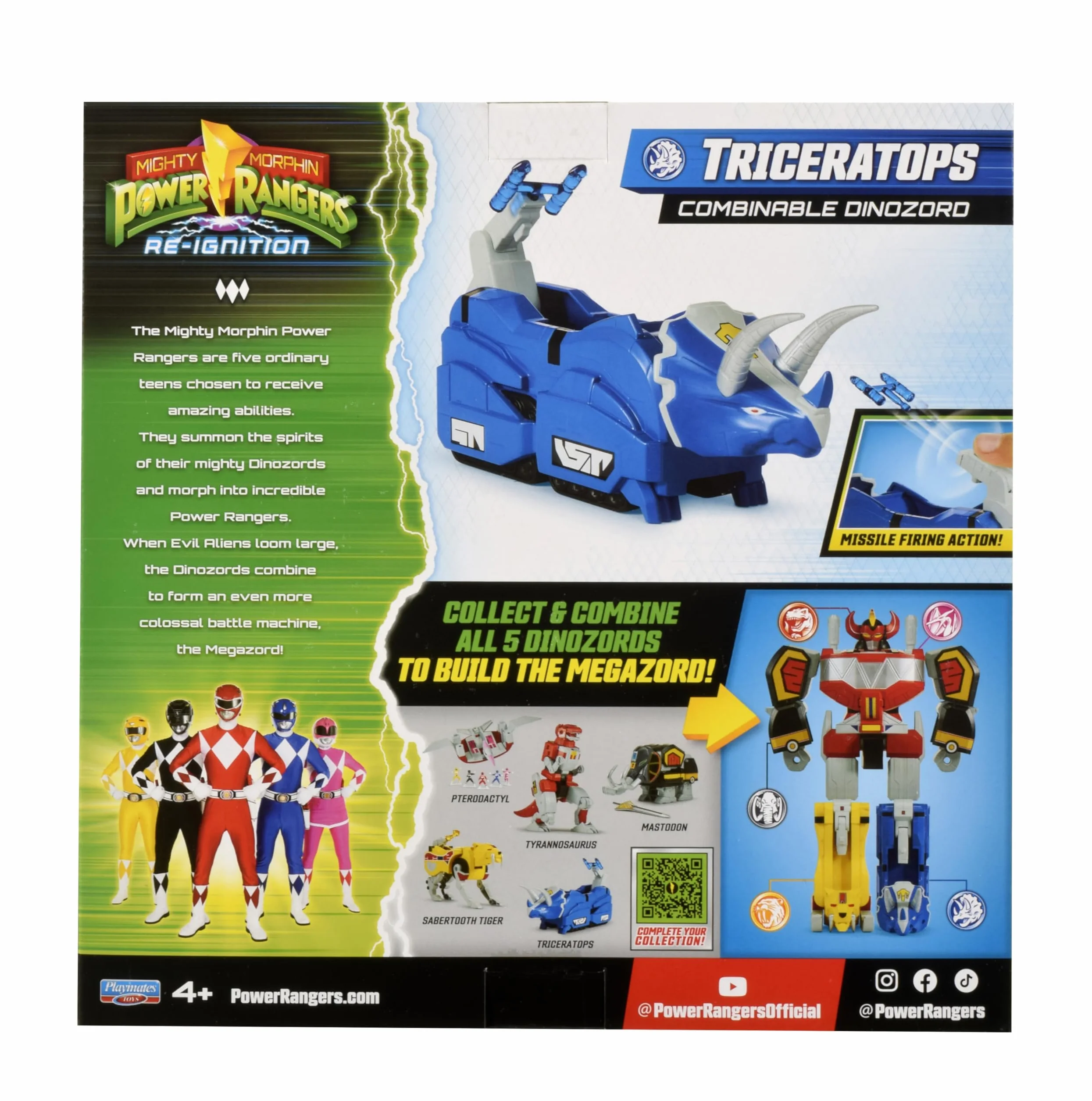 Power Rangers - Kolekcja Megazord, przegubowe Zords, Figurka, 20 cm, model Triceratops Dinozord, dla dzieci od 4 lat, PWG051