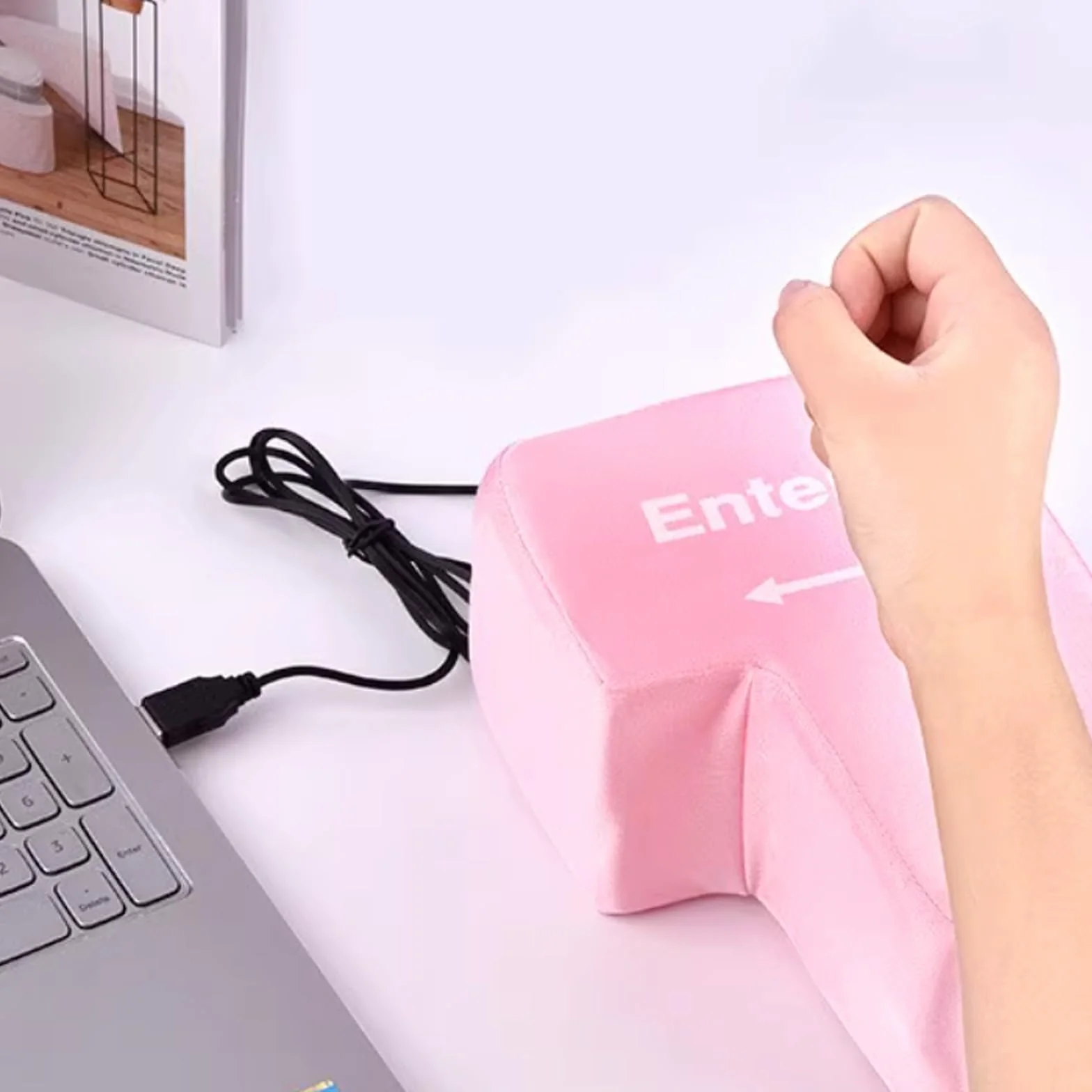 Duży przycisk Enter, poduszka antystresowa Przycisk Enter z kablem USB, wielofunkcyjna klawiatura, narzędzia do odstresowywania w biurze, narzędzia redukujące stres Przycisk Enter Office