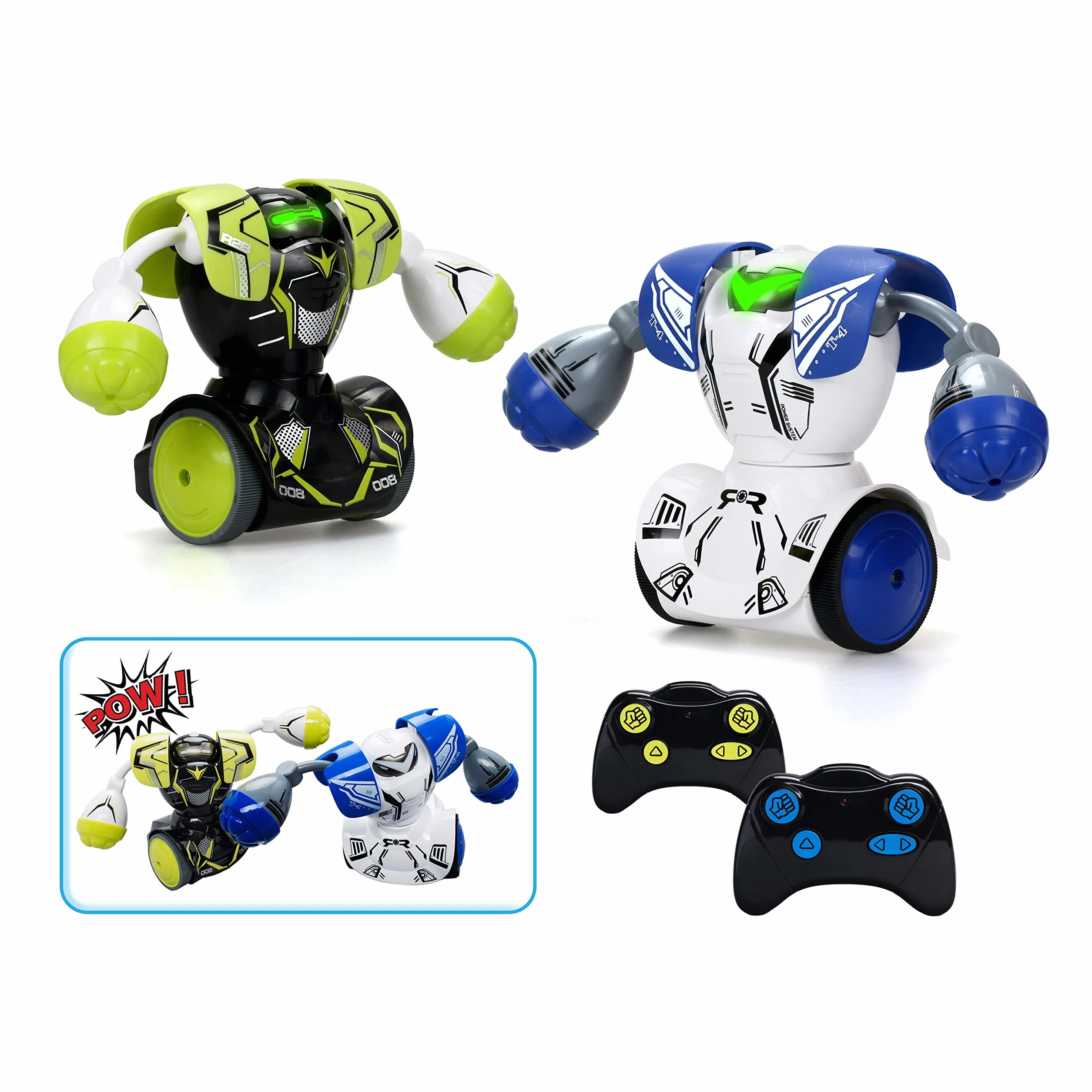 YCOO Zestaw 2 robotów Kombat Boxeur Pilot zdalnego sterowania 14 cm, Naprzód i uderz przeciwnika, Zabawka z efektami dźwiękowymi i świetlnymi, Od 5 lat