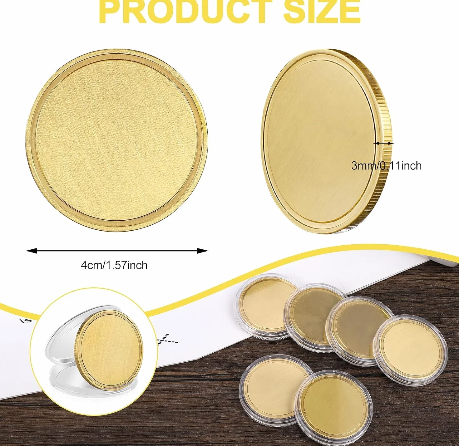 20 sztuk miejsc do grawerowania, DIY mosiężna moneta 40 x 3 mm, mała pusta mosiężna moneta do grawerowania