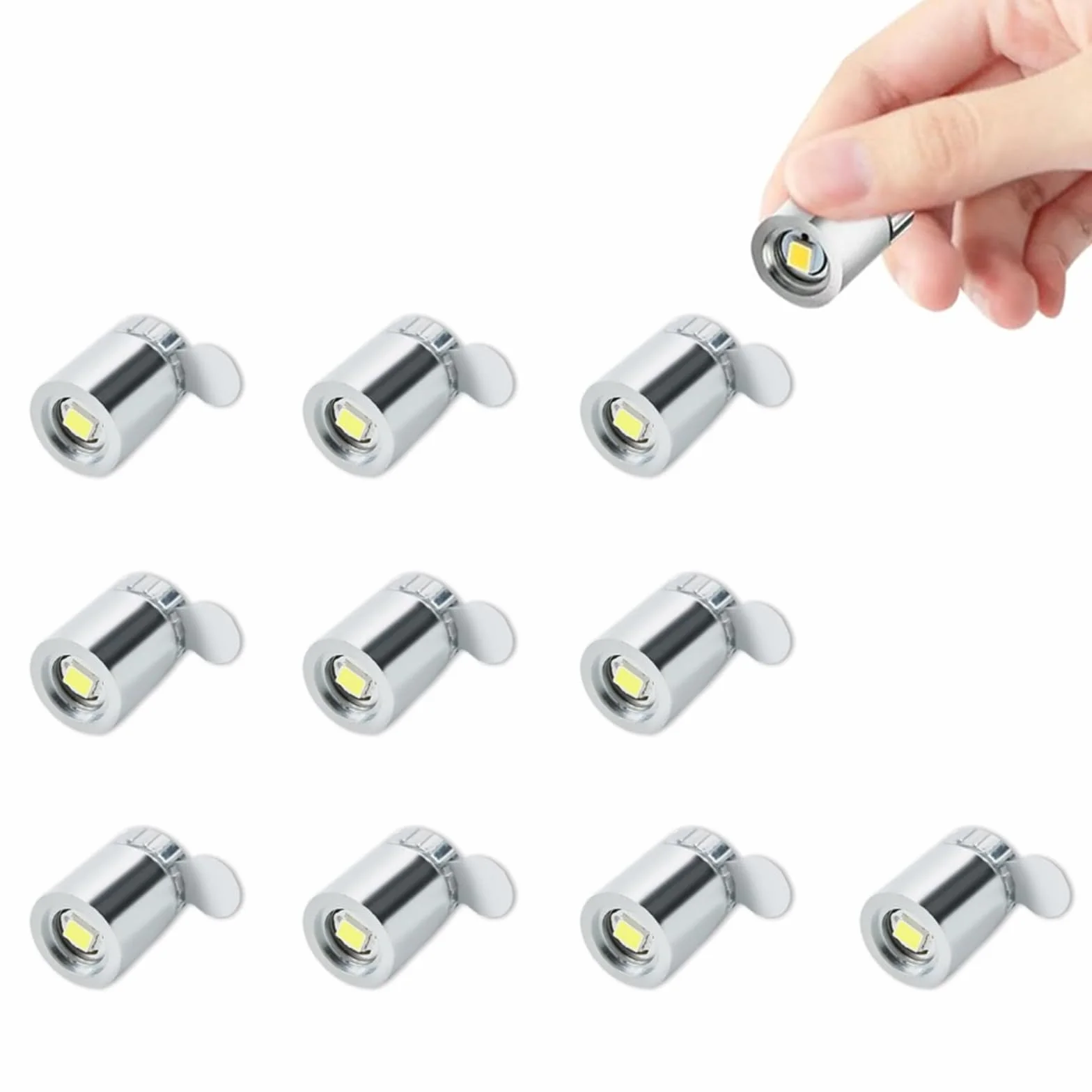 LATRAT 10 sztuk Mini białe diody LED, małe diody LED z bateriami, małe miniaturowe diody LED do dekoracji na przyjęcie urodzinowe do baru DIY domek dla lalek, białe światło