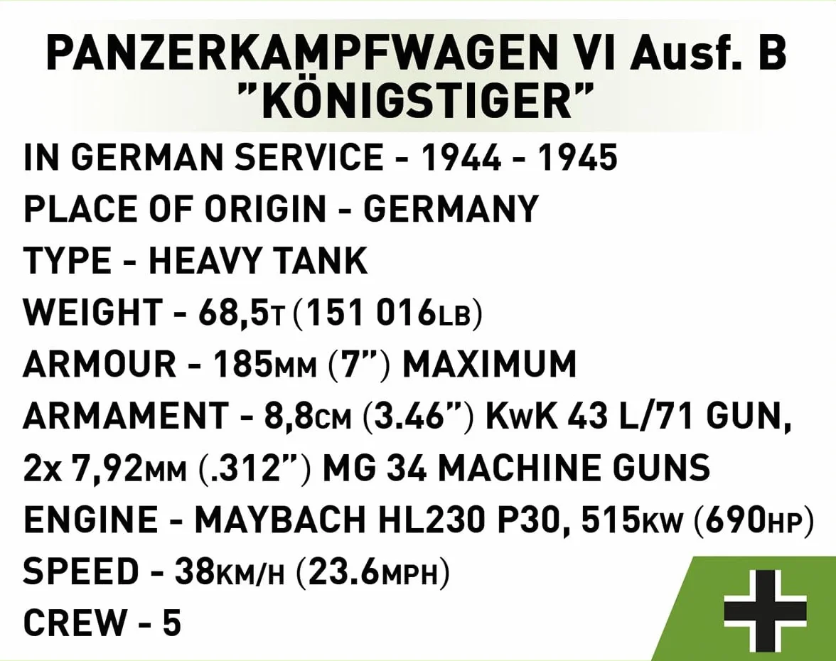 COBI -3113 Panzer Vi Konigstiger (Tiger II)
