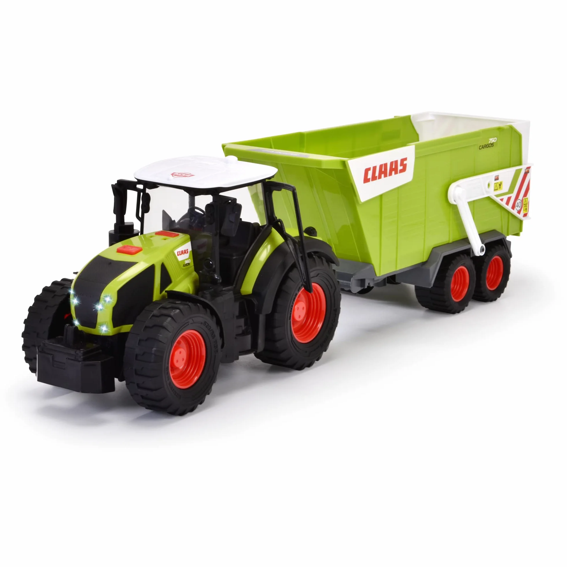 Dickie Toys CLAAS Licencjonowany Traktor z przyczepą 64 cm, światło i dźwięk, pojazd rolniczy dla dzieci od 3 lat