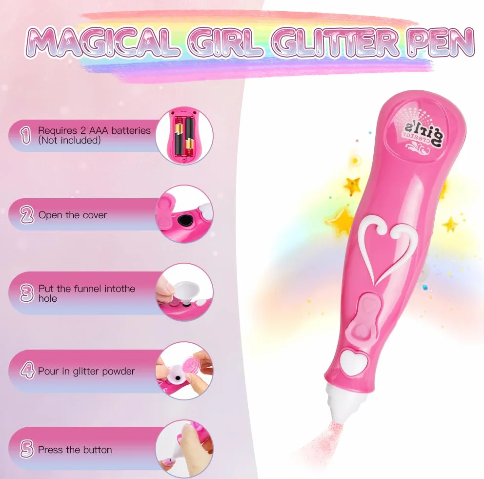 Aomig Zestaw do manicure dla dziewczyn, zestaw farb do paznokci, zestawy do salonu Manicure dla dzieci z suszarką do paznokci naklejki brokatowe pilniki do paznokci na urodziny Boże Narodzenie Dzień