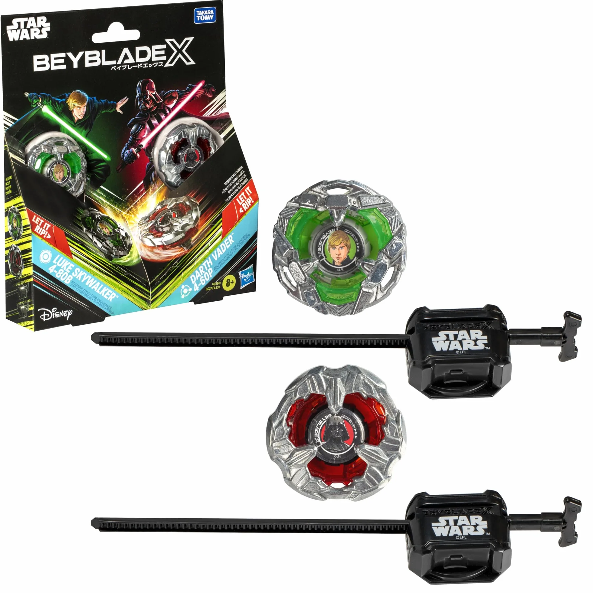 Beyblade X Gwiezdne wojny Collab Luke Skywalker 4-80B kontra Darth Vader 4-60B