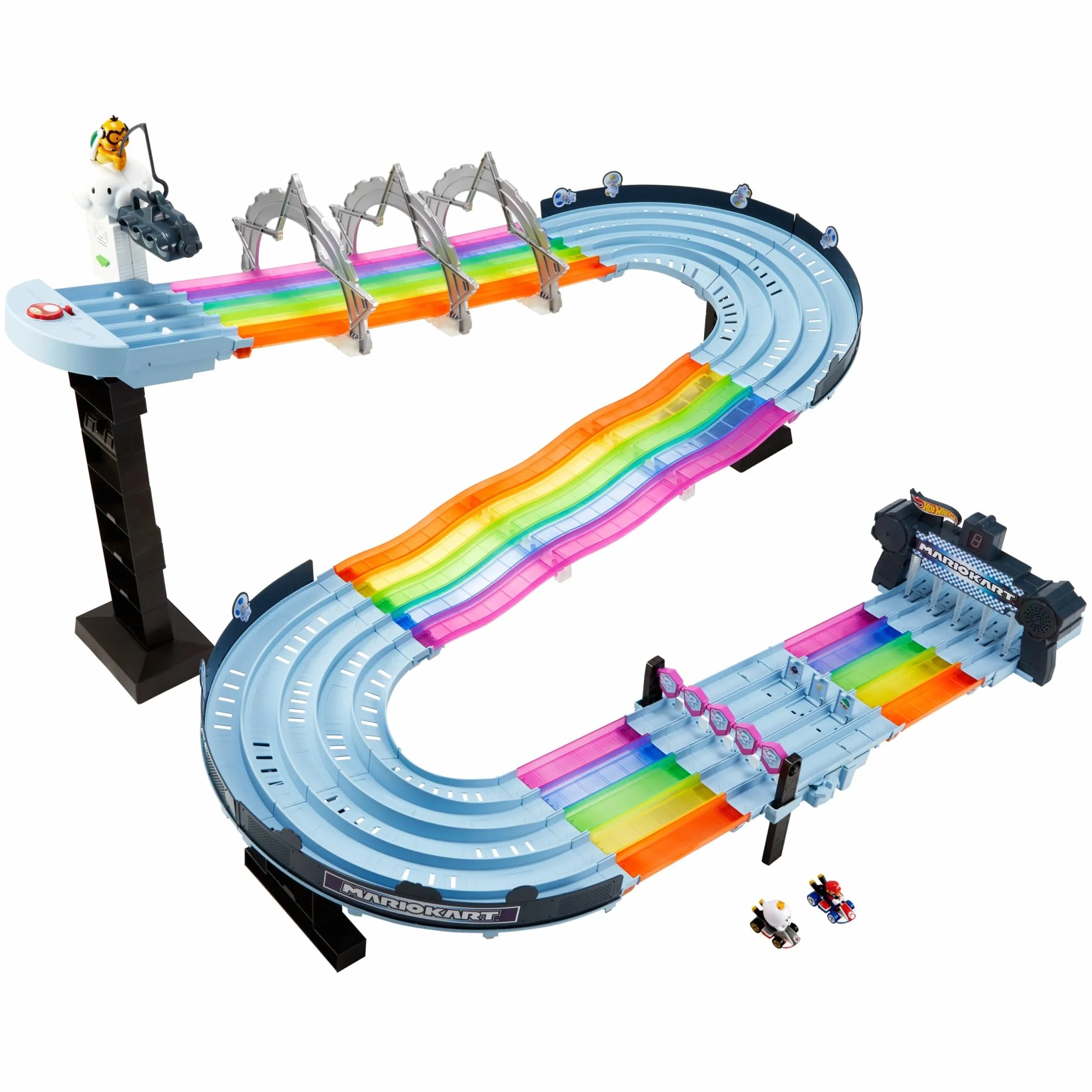 Hot Wheels Tor Wyścigowy Mario Kart Rainbow Boulevard 2,5m 2 pojazdy 1:64