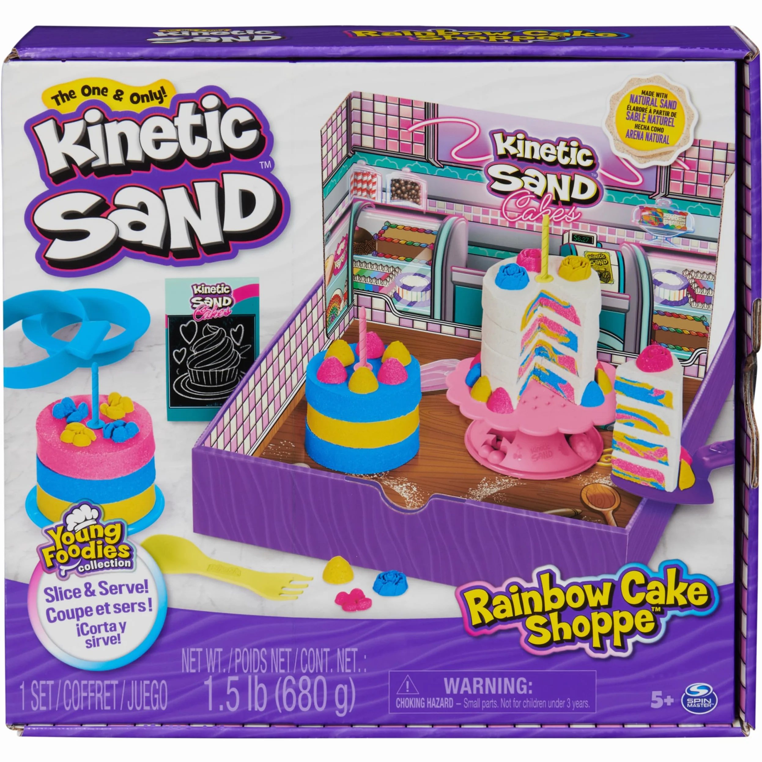 Kinetic Sand MAGICZNY Piasek - Rainbow Cake SHOPPE - 680g żółtego, różowego, niebieskiego i białego piasku waniliowego - zestaw rękodzieła dla dzieci zabawki sensoryczne - 6068029 - Zabawki dla dzieci