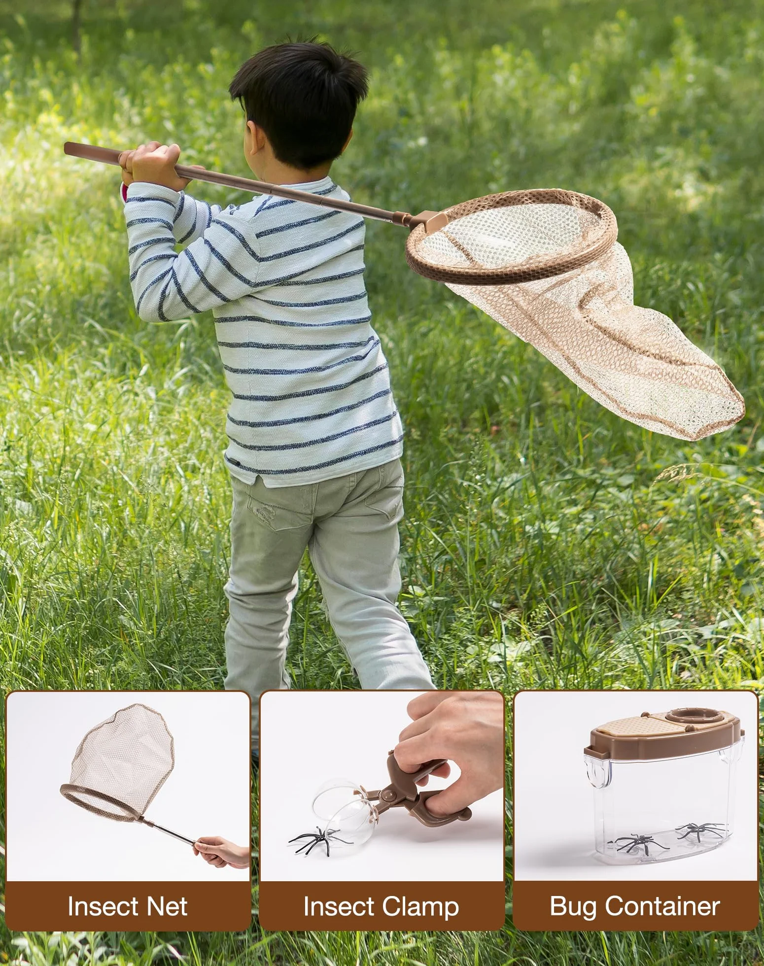 ROBOTIME Kids Explore Kit & Bug Catcher Kit, edukacyjny sprzęt kempingowy dla dzieci, zestaw do eksploracji na świeżym powietrzu, zabawka przygodowa, prezent dla chłopców i dziewczynek w wieku 3-12
