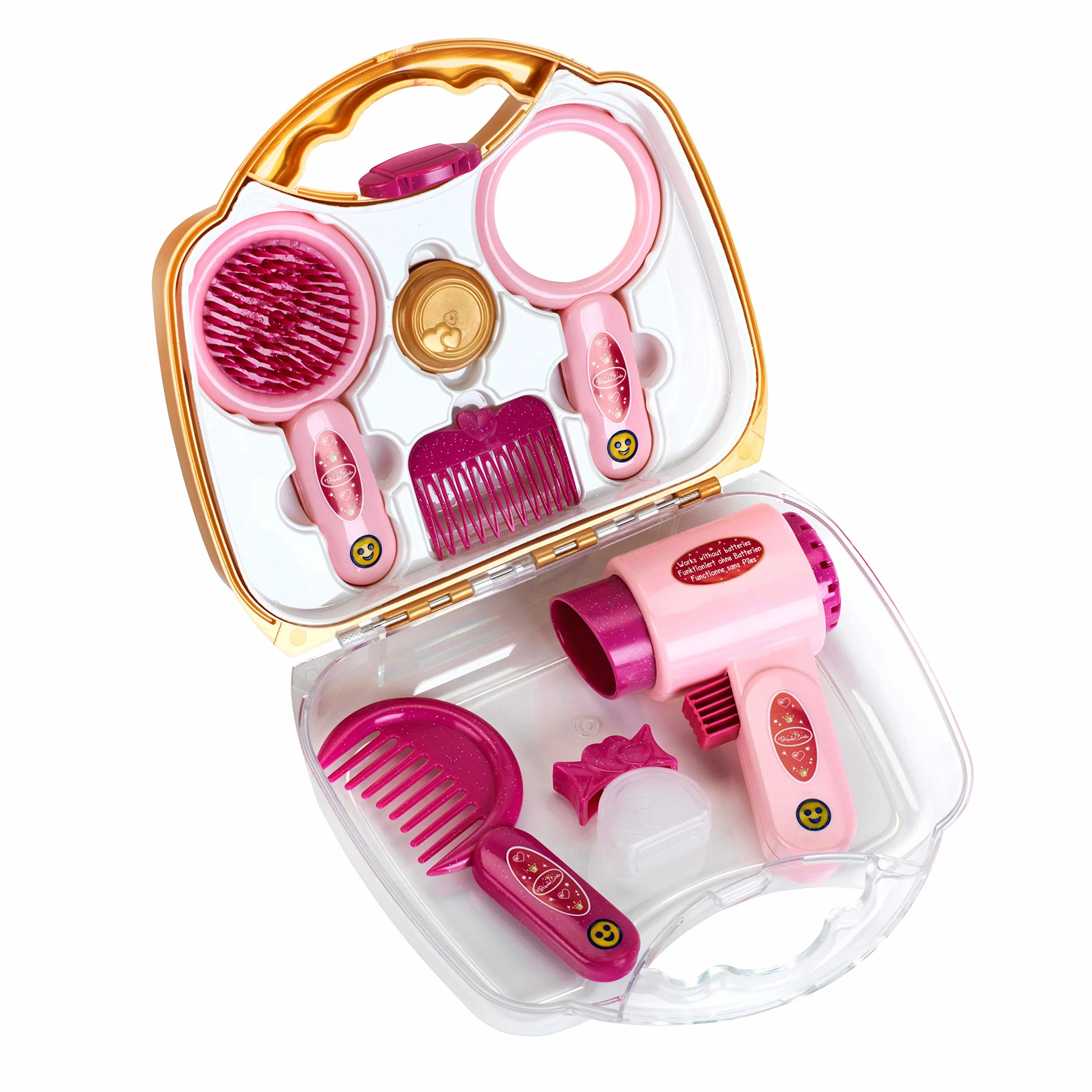 Theo Klein Princess Coralie Hairdressing Case with Hairdryer, Styling Accessories, Mirror, Brush for Children Aged 3+