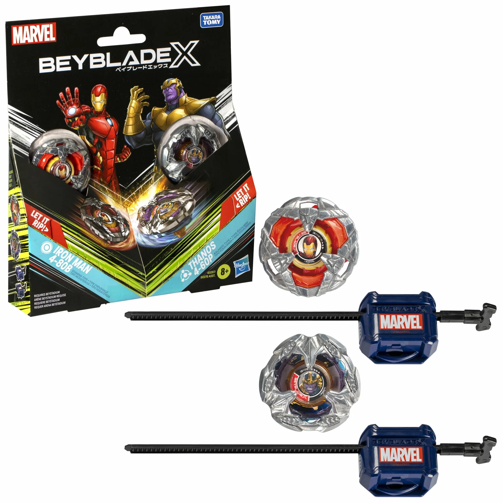 Wielopak Beyblade X Marvel Collab Iron Man 4-80B kontra Thanos 4-60B
