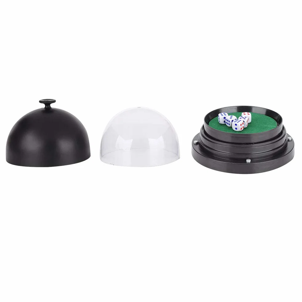 Leatherette Dice Cup with Lid,Dice Shaker Cup,Automatic Dice Roller Cup,Professional KTV Pub Bar Hand Shaking Dice Cup Shaker Battery Powered with 5 Dices(Batteries Not included)