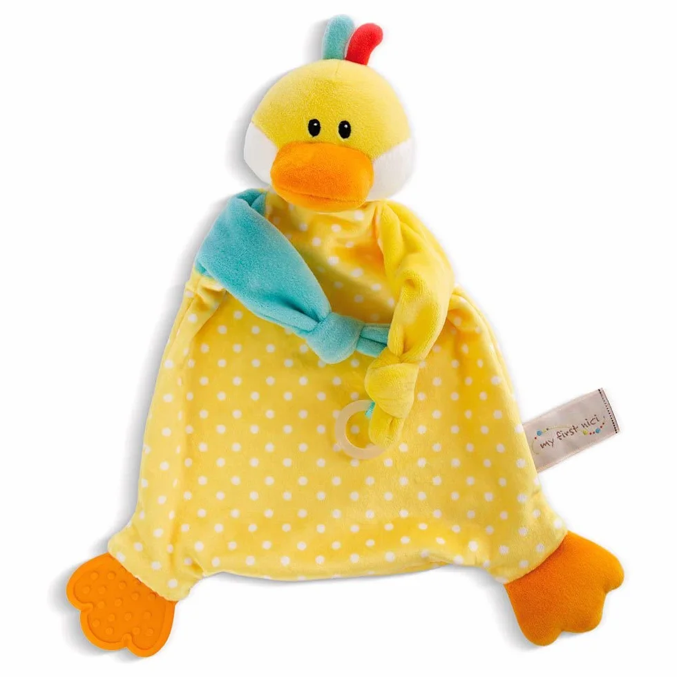 NICI Przytulanka kaczka 25×25 cm – miękka pieluszka do snu dla niemowląt
