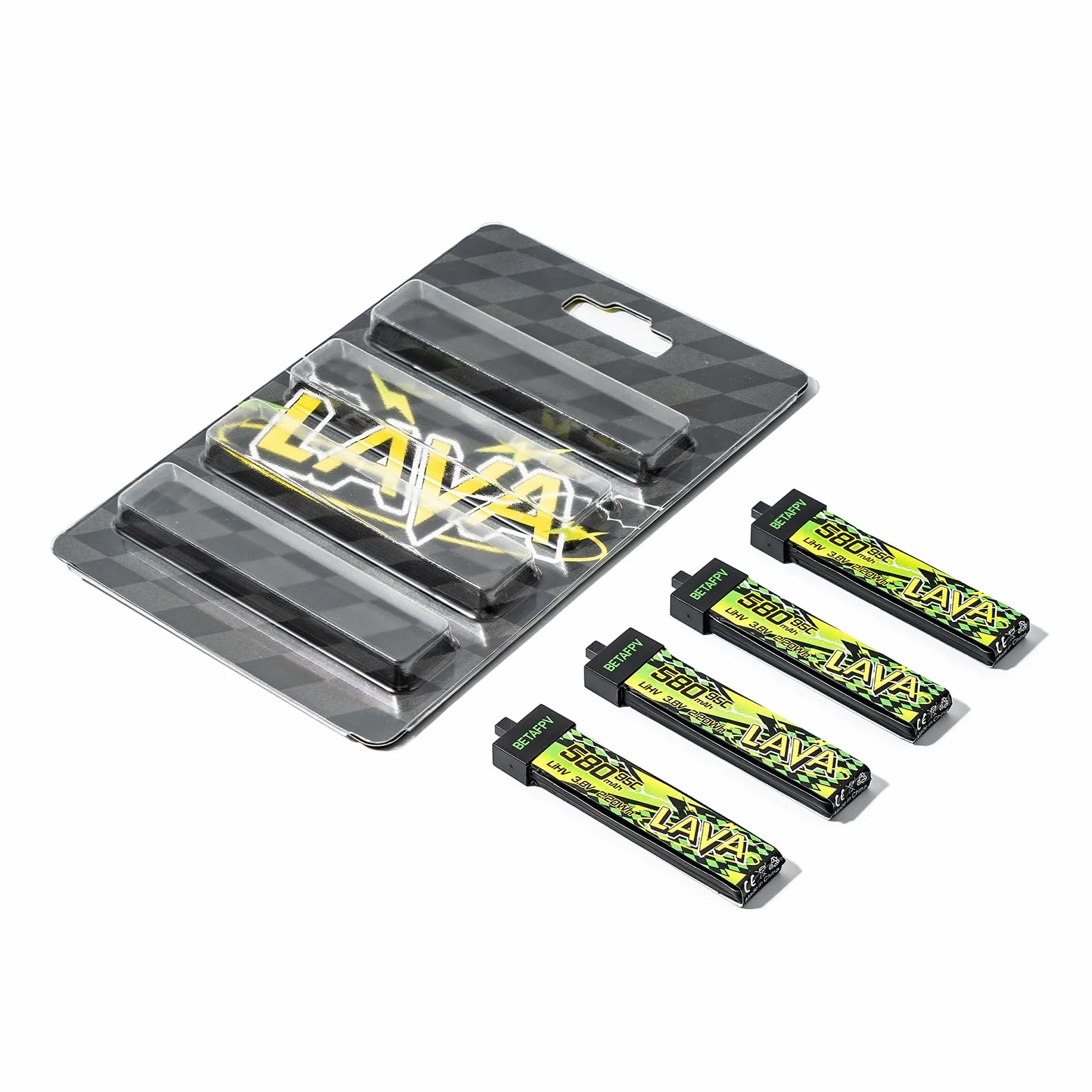 BETAFPV 4 szt. LAVA II 1S 580 mAh bateria 3,8 V 95C LiHV ze złączem BT2.0 kompatybilna z dronem 1-2S Tiny Whoop Drone Quadcopter Like Air75, Meteor75 Pro, Cetus Pro, Cetus X bezszczotkowe drony