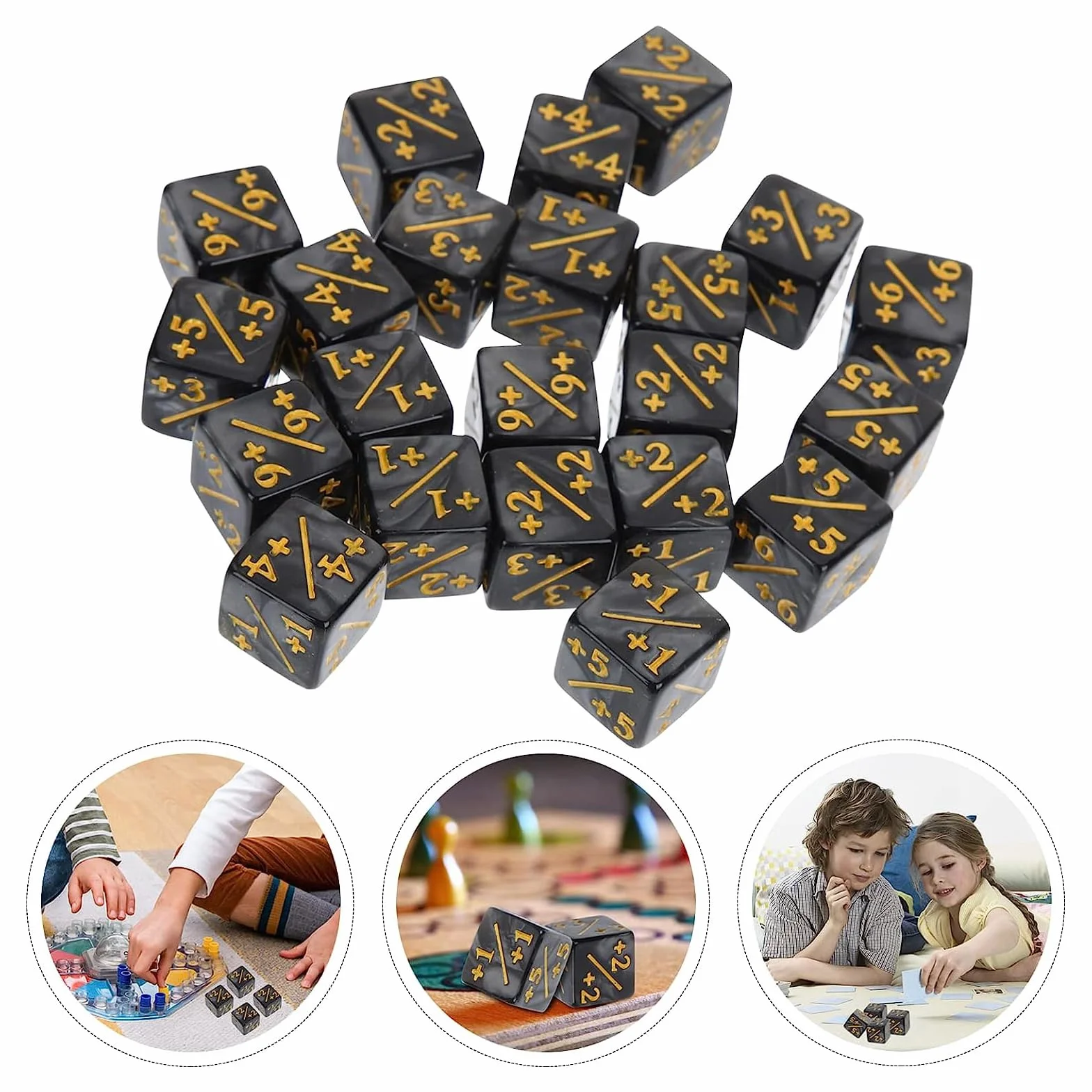 Wekuw 24 sztuki liczników kostek, MTG Magic kostki, zestaw tokenów, kostki lojalnościowe, D6, kompatybilne z MTG, CCG, akcesoria do gry w karty, worki do przechowywania (czarne i białe)