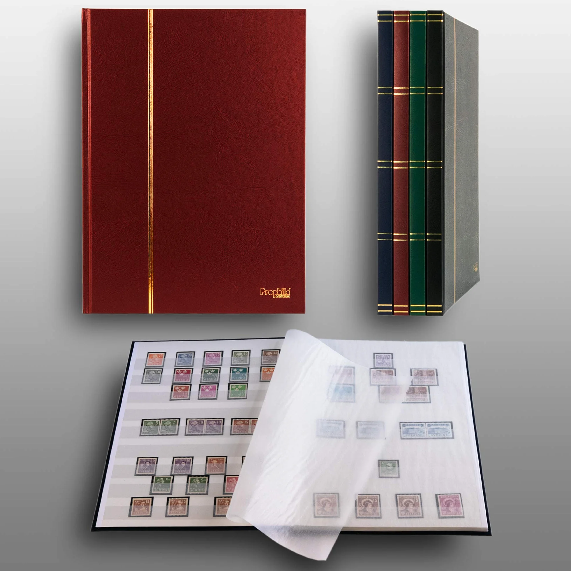 Prophila Collection 16 białych stron A4 okładka znaczków pocztowych czerwona