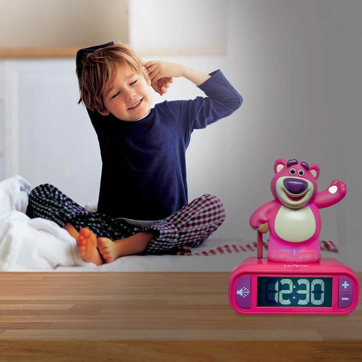 Lexibook, Disney Toy Story, Budzik nocna lampka Lotso, Postać świecąca, Efekty dźwiękowe, Wybór alarmów, Podświetlany ekran LCD, Funkcja drzemki, Fioletowy, RL800TS1LXB