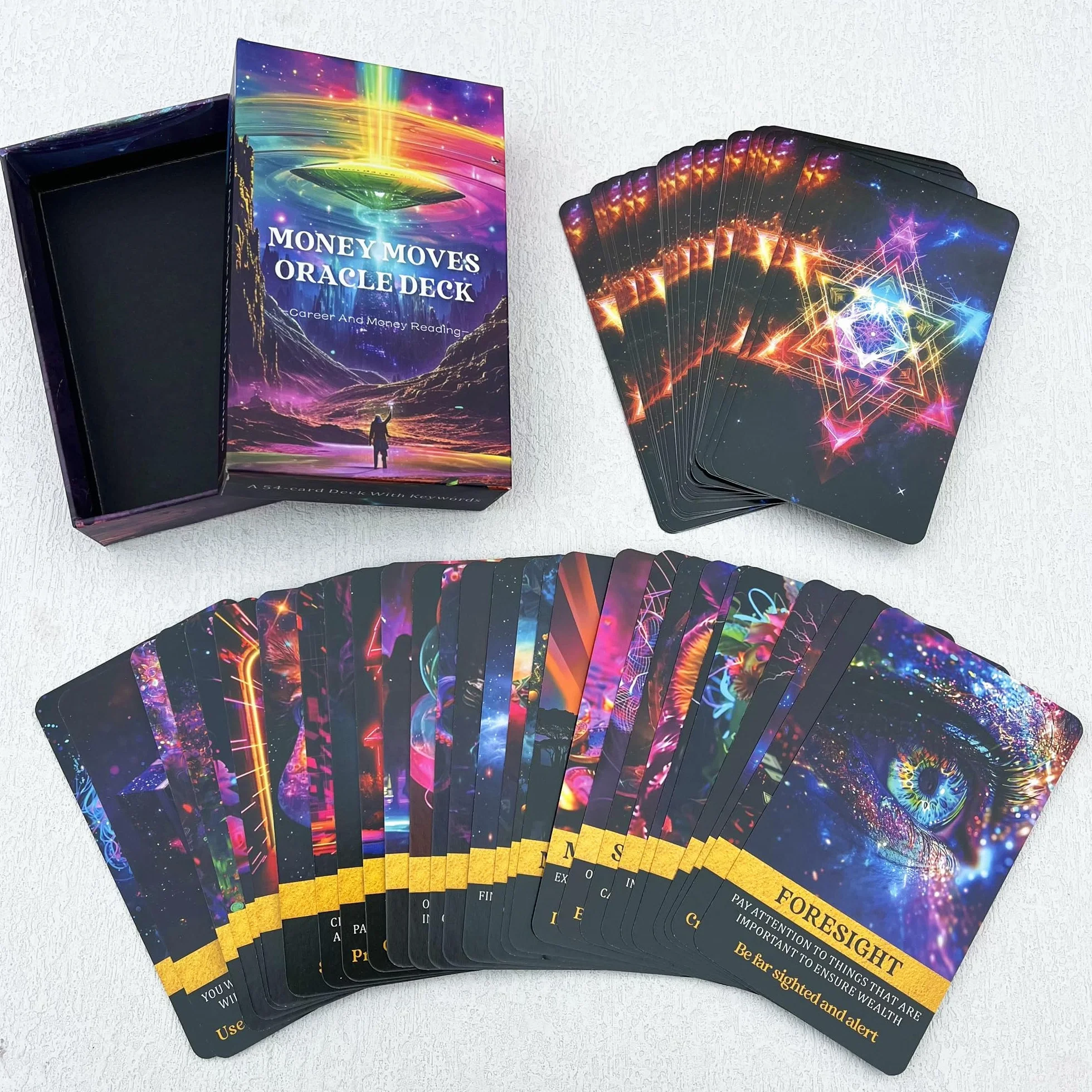 Pieniądze i kariera Oracle Deck, karty wyroczni pieniężnych, pomoc w podejmowaniu świadomych decyzji w miarę rozwoju kariery, karty tarota dla początkujących