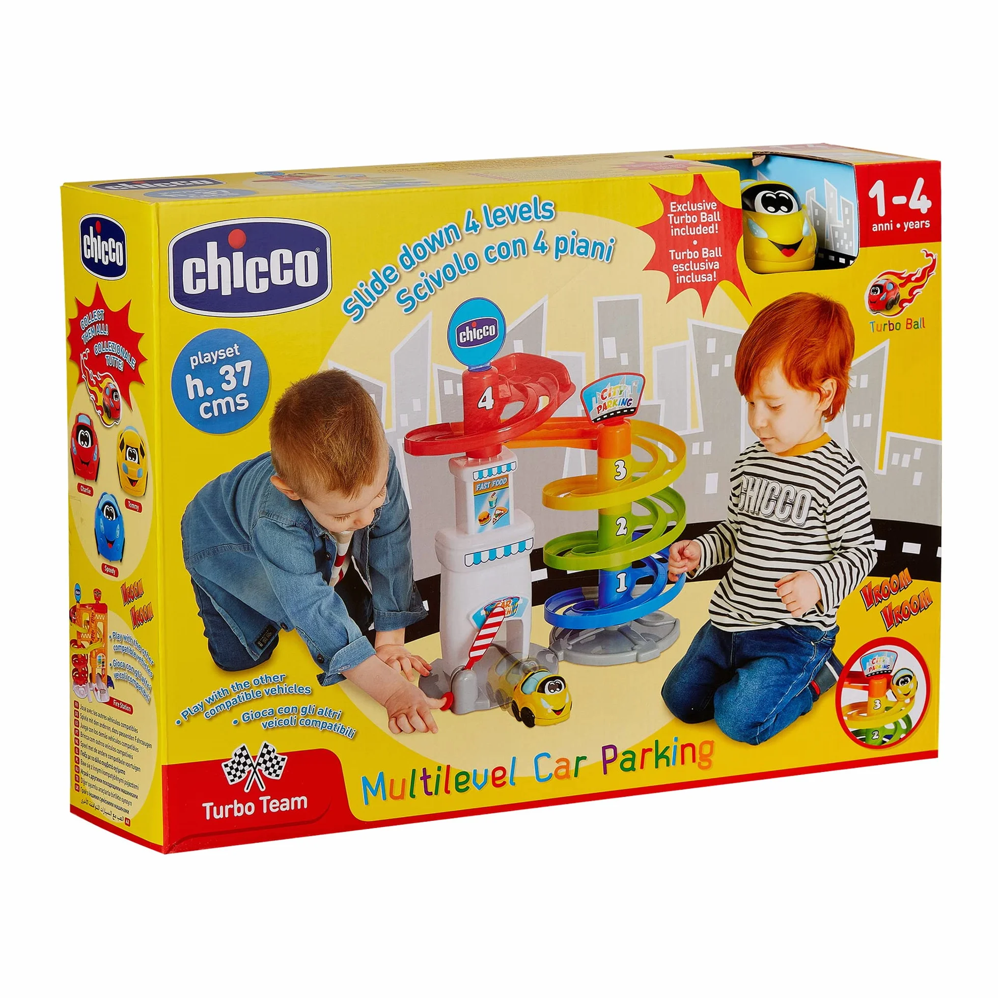 Chicco Turbo Ball – parkingowy parking z samochodem zabawkowym, od 1 roku życia