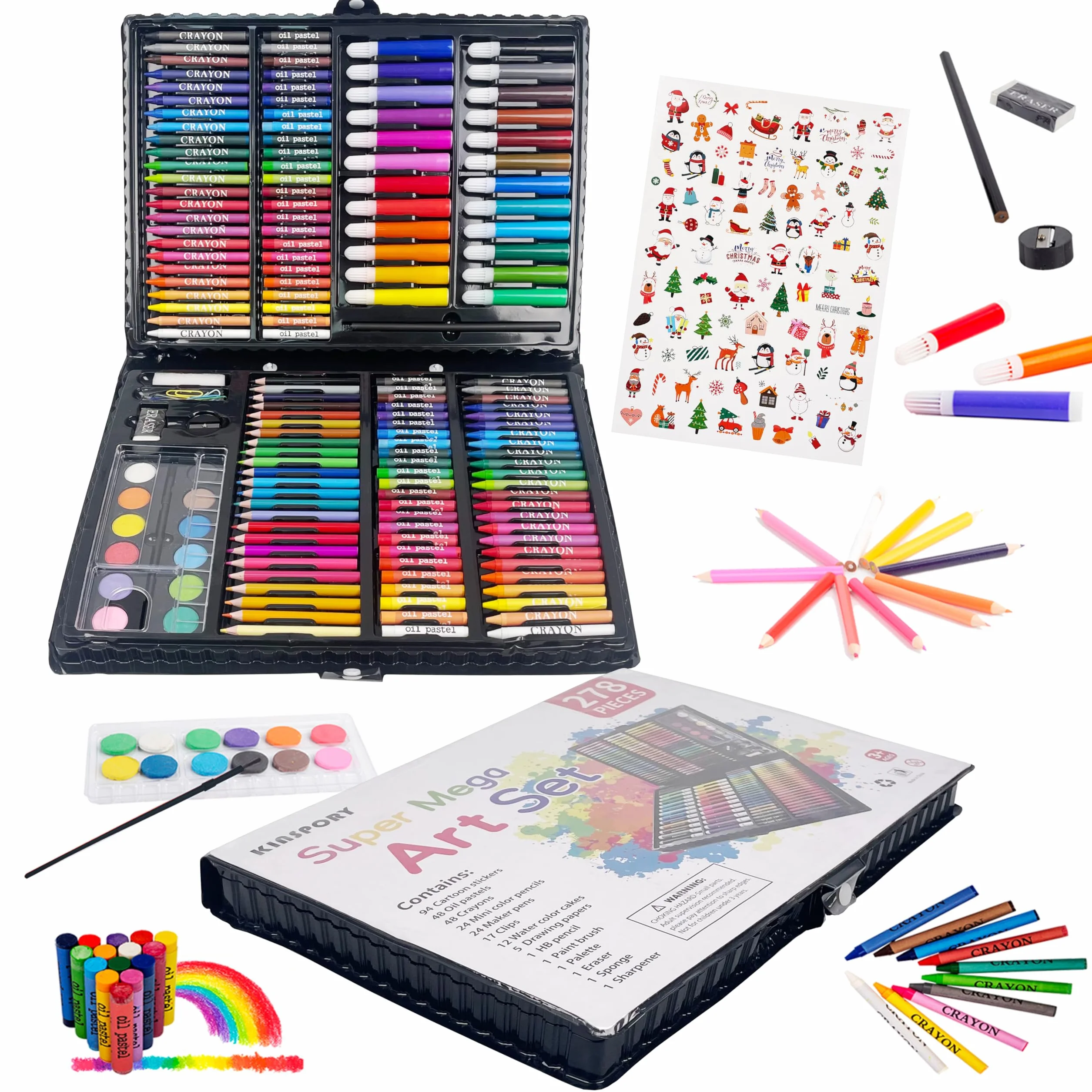 KINSPORY 278 PCS Zestaw Artystyczny dla Dzieci, Prace Plastyczne, Zestawy do Kolorowania