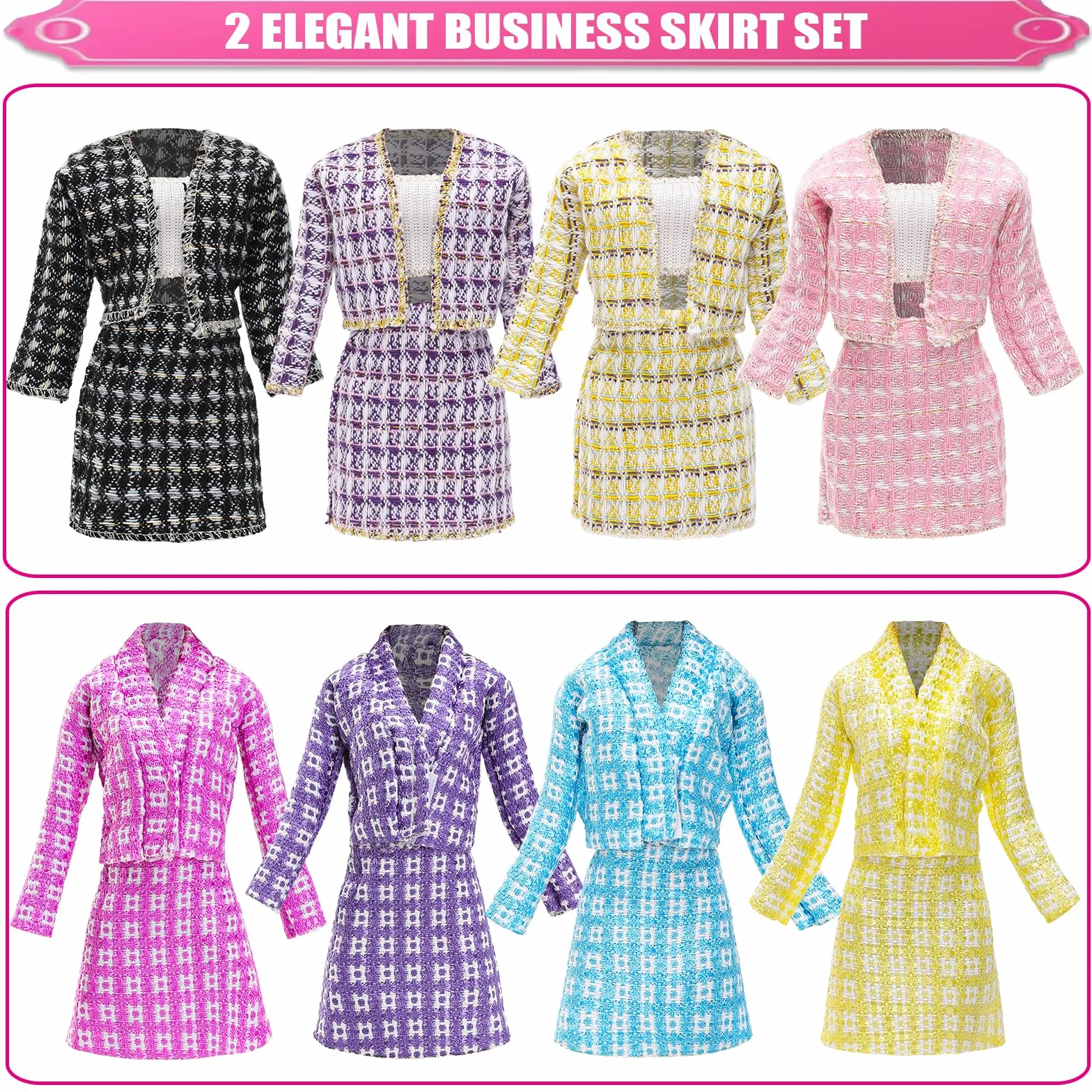 Festfun 11 PCS Ubrania dla Lalek 4 Zestawy Elegancki Zestaw Spódnicy i Kamizelki, Modna Bluzka i Spodnie, Długi Rękaw Płaszcz, Styl Biurowy, Casual, Losowy Styl dla Lalki 11.5 Calowej