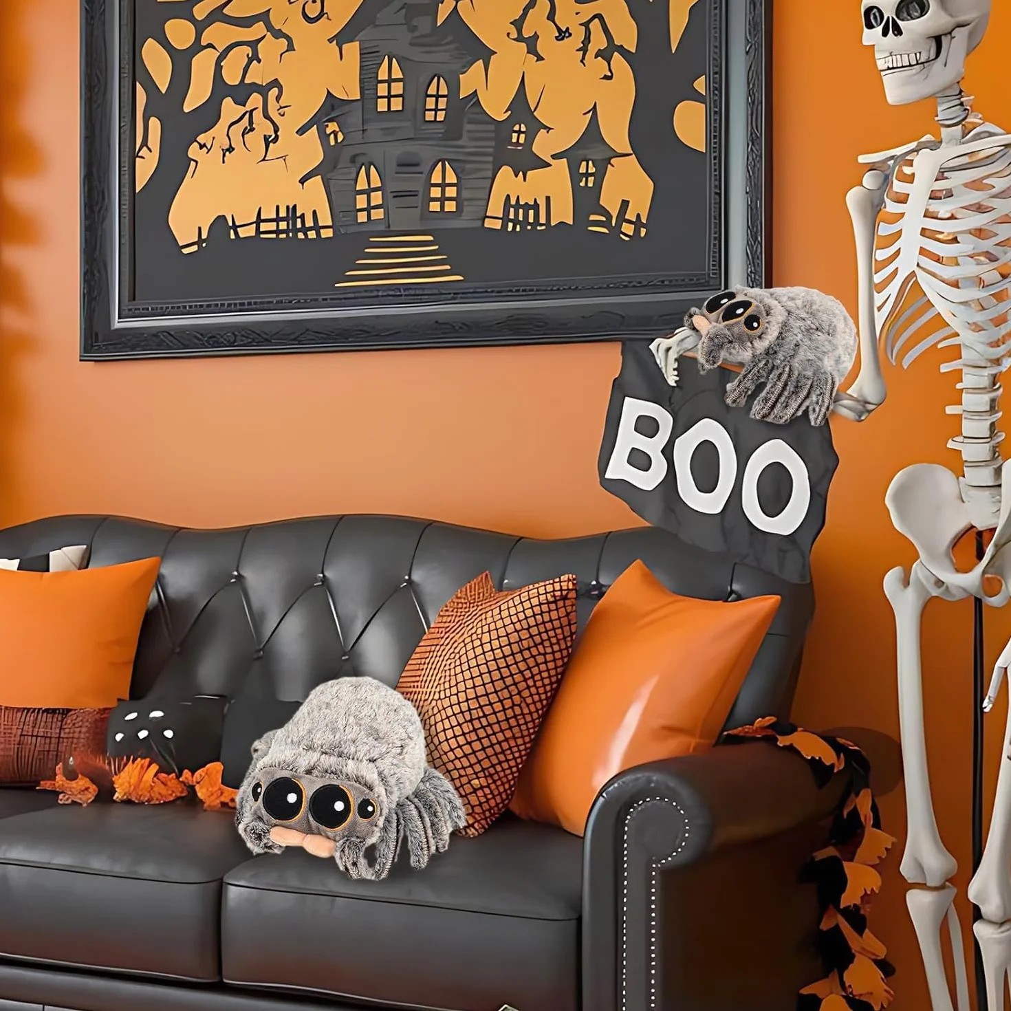 Pluszowa Zabawka Pająk 8,2 Cala Miękki Realistyczny Wypchany Pająk Duże Oczy Halloween