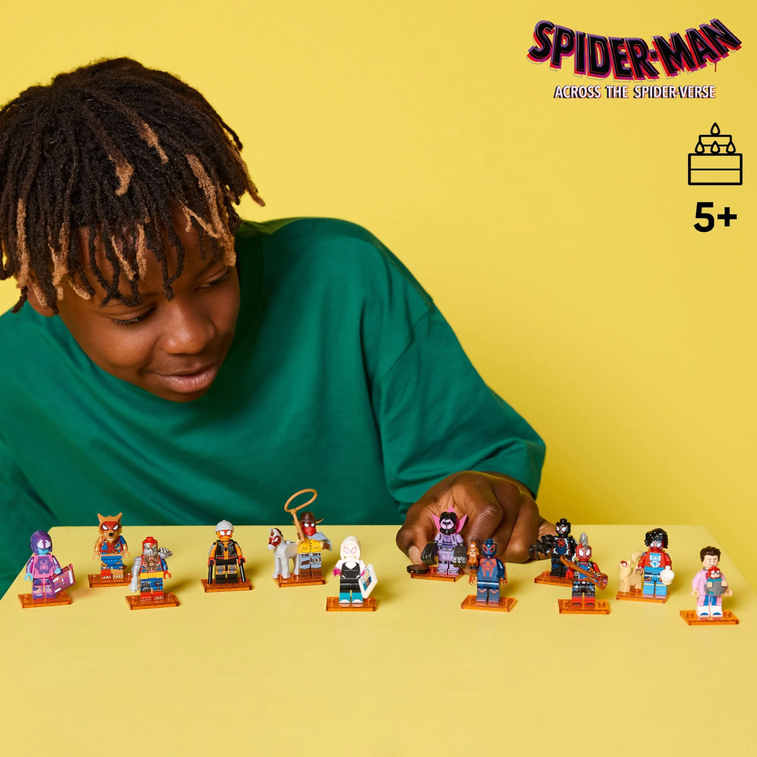 Lego Spiderman minifigurki z serii z 12 figurkami Spidermana: kompletny zestaw minifigurek Lego z serii 71050 Across The Spider-Verse (w zestawie z płytkami z nadrukiem)