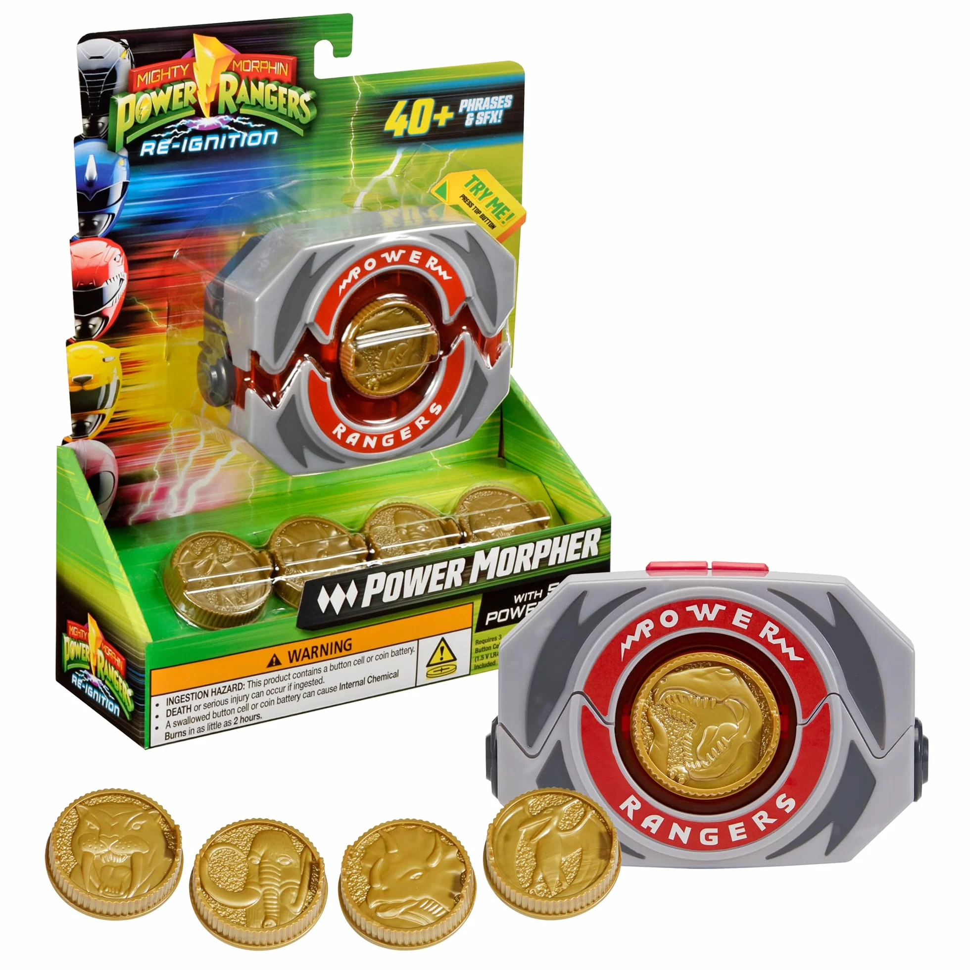 Power Rangers, Elektroniczny Power Morpher, funkcje dźwięku i oświetlenia, akcesoria w zestawie, dla dzieci od 4 lat, PWG02