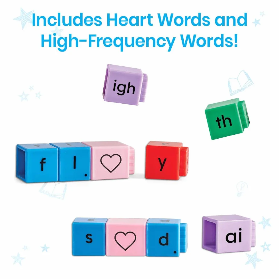 Learning Resources Klocki Reading Rods do Nauki Sight Words, Nauka czytania, Zabawa w tworzenie słów, Klocki z literkami, Sight words, Słowa trzyliterowe, Zabawki do nauki ortografii