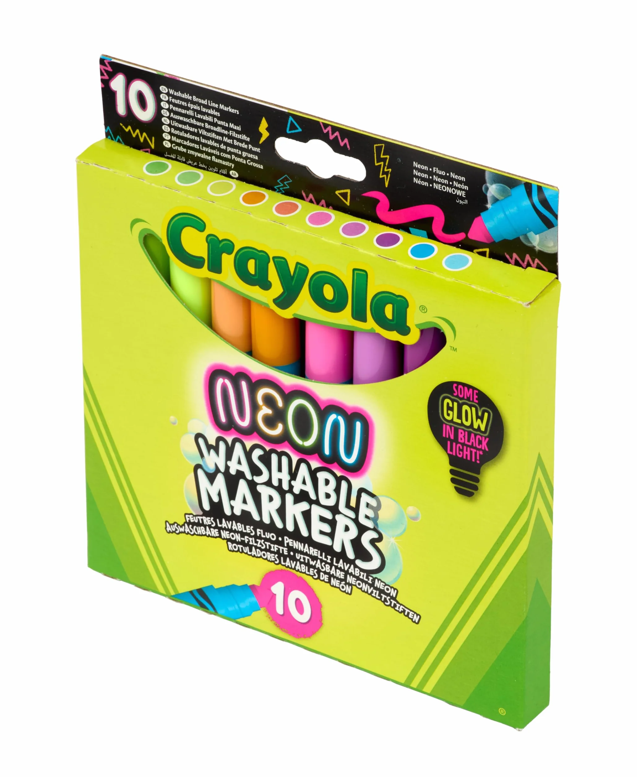 Crayola - Flamastry NEONOWE, zestaw 10 lśniących kolorów, dla dzieci od lat 3, do kreatywnych prac plastycznych, 58-8746