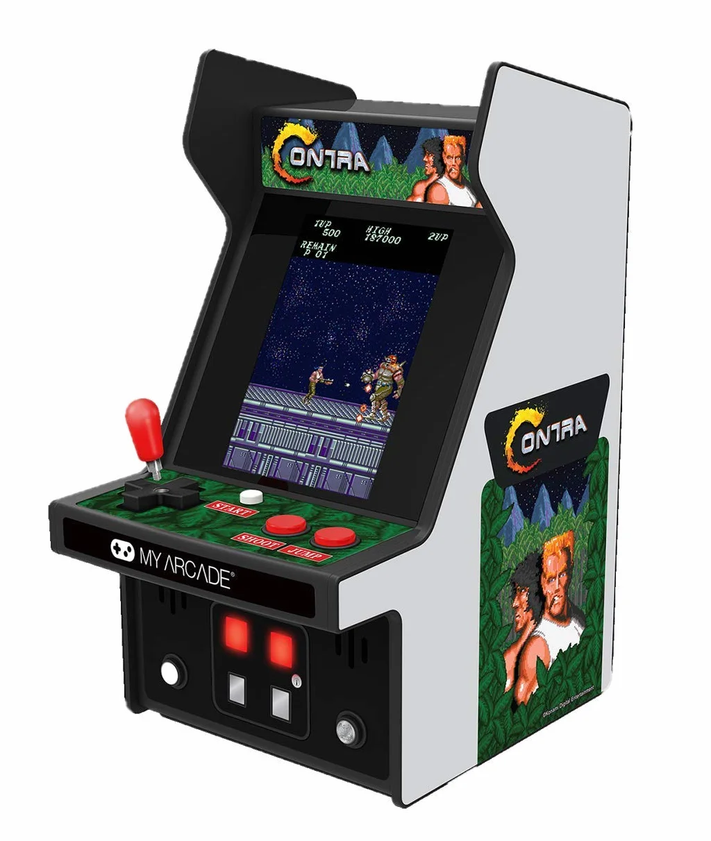 MY ARCADE Wstępnie załadowana gra elektroniczna Contra Arcade - Contra, gra ręczna, zielona, sci-fi, zręcznościowa, dla 2 graczy