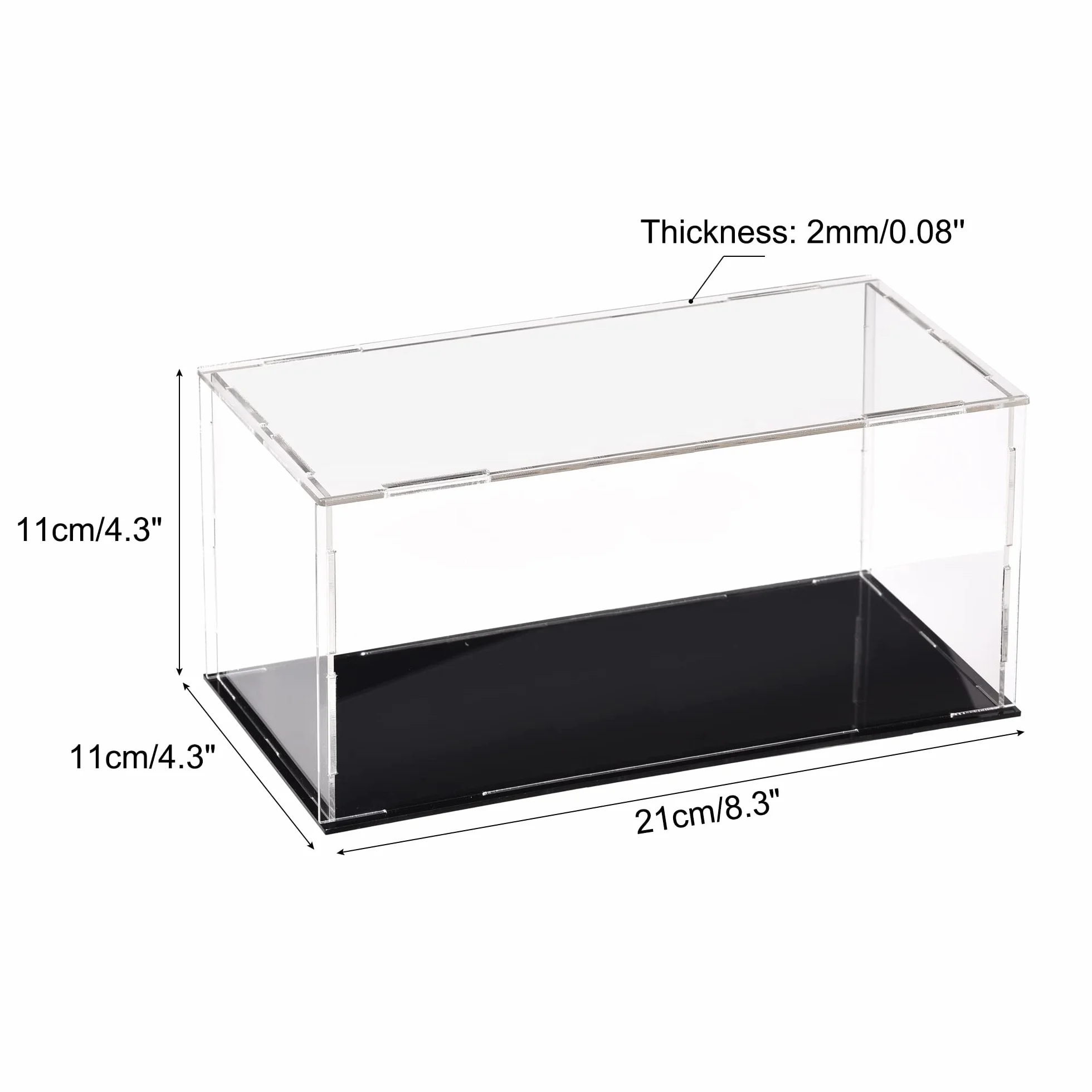 sourcing map Akrylowa przezroczysta witryna pudełko pyłoszczelne ochrona kostka przedmiot kolekcjonerski pudełko wystawowe 20 x 10 x 10 cm