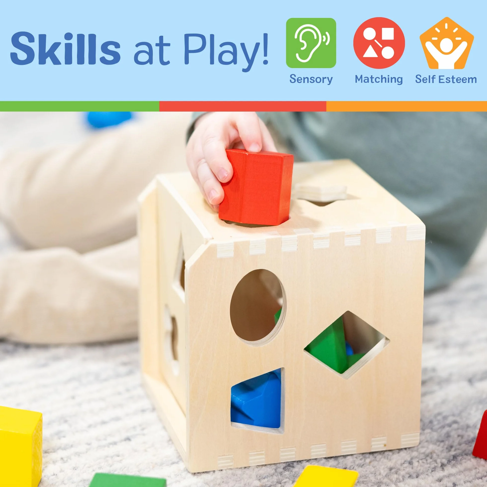 Melissa & Doug kostka do sortowania kształtów | zabawka rozwojowa | motoryka | 2+ | prezent dla chłopca lub dziewczynki