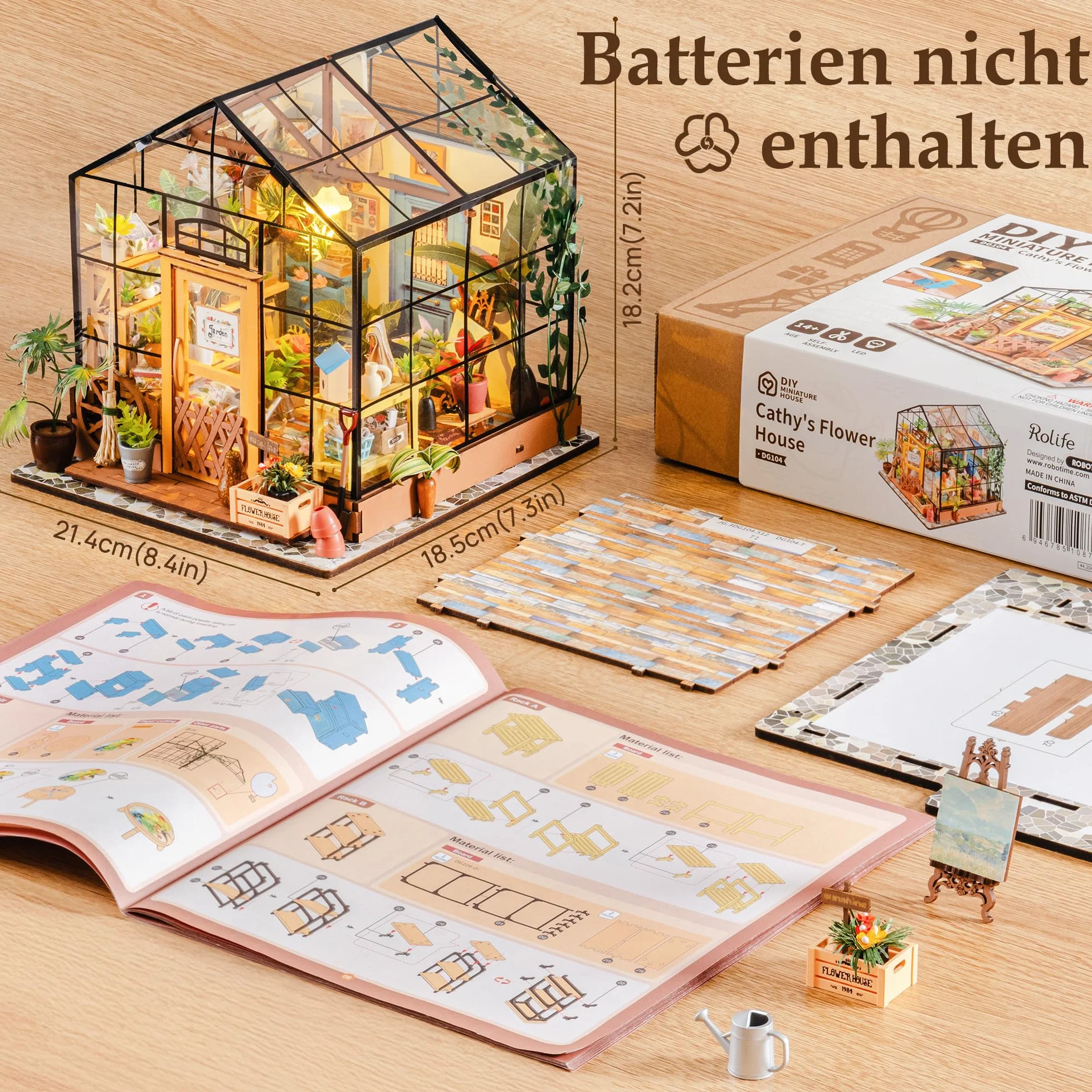 Rolife DIY miniaturowy domek dla lalek zestaw w skali 1:24 drewniana szklarnia mini meble domowe kobiety dziewczyny chłopcy prezent urodziny Boże Narodzenie walentynki