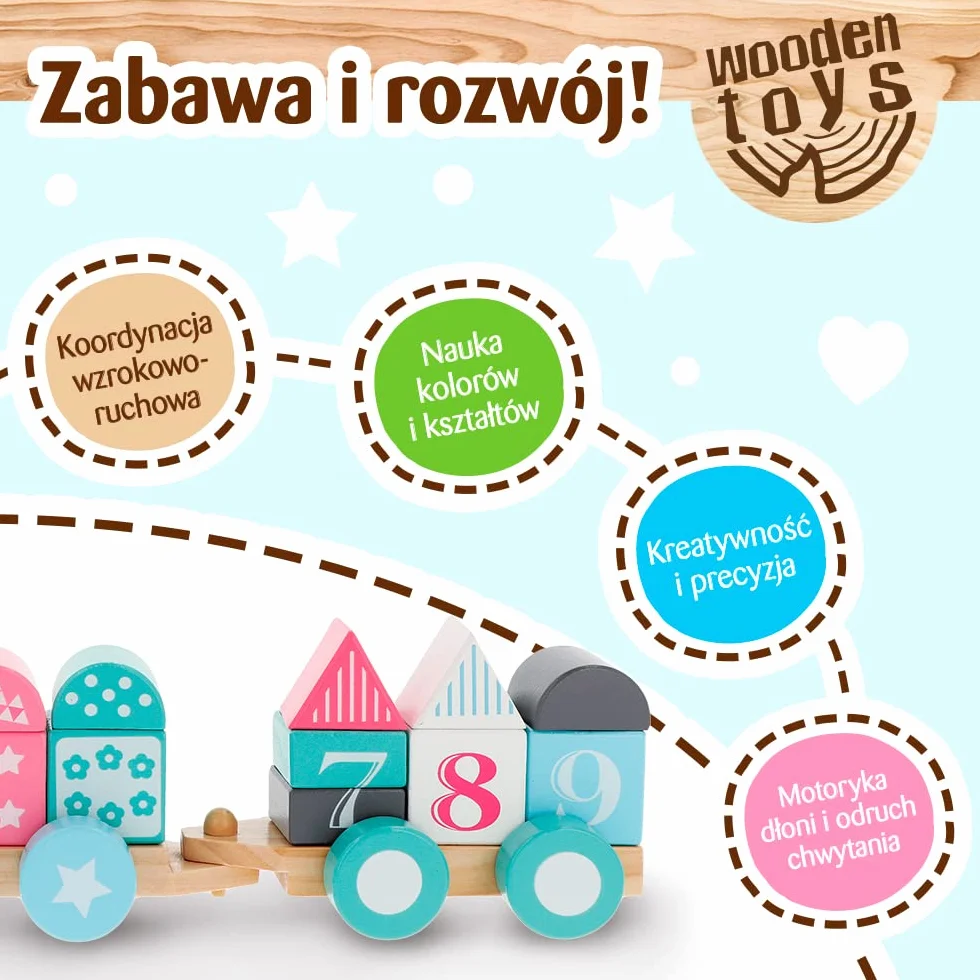 Trefl Drewniana Zabawka Kotek na Kółkach z Sznurkiem dla Dzieci od 12 miesięcy