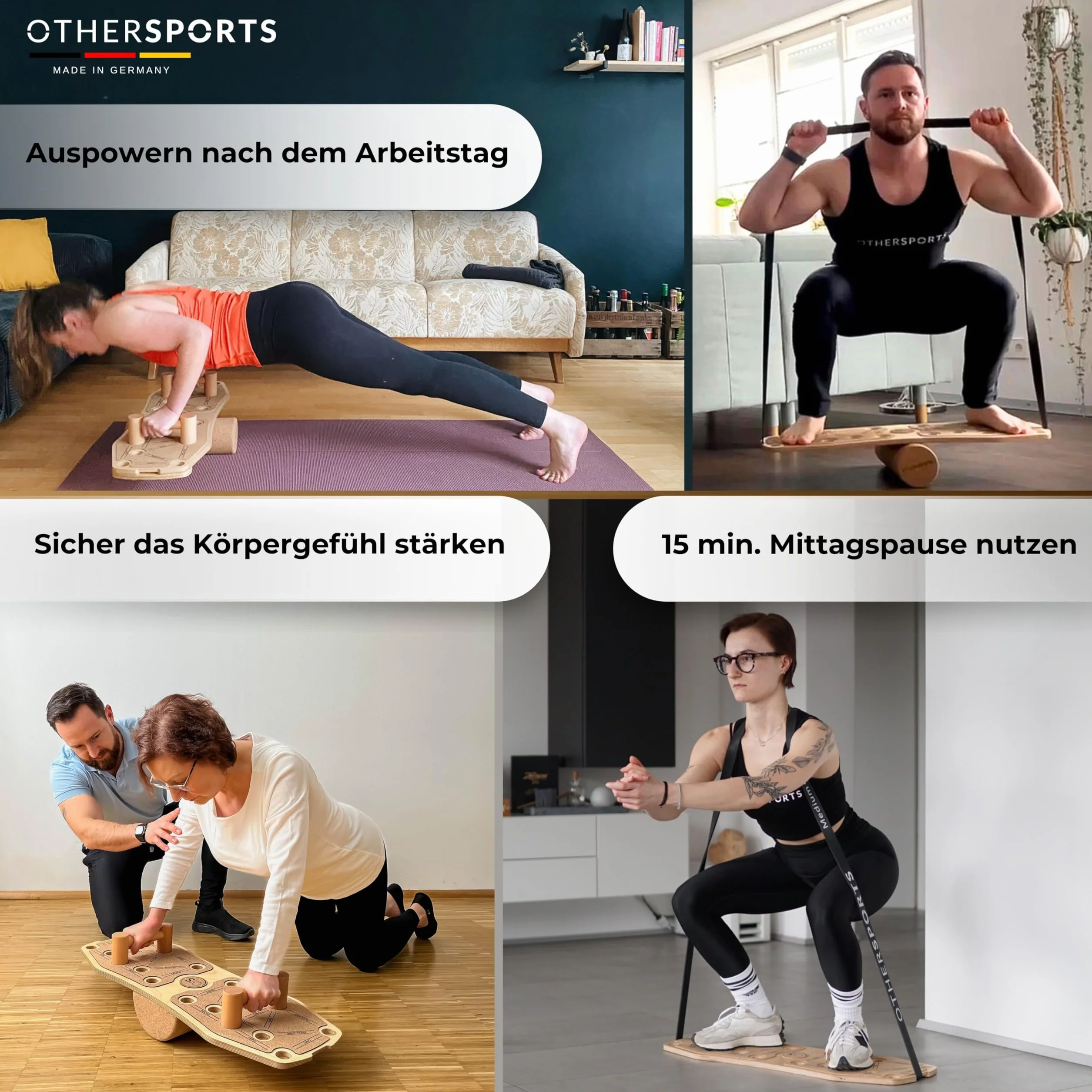 Sportboard korkowy przyrząd treningowy do treningu równowagi całego ciała, do równowagi i budowy mięśni (bez akcesoriów – Grip Braun)