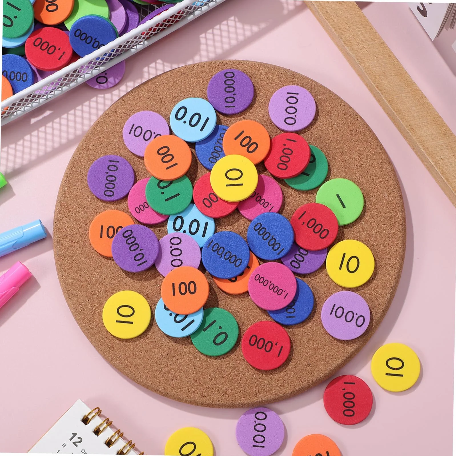 Kisangel 320 Szt. Szt Kolorowe Place Value Disks z Eva Edukacyjne Do Nauki Matematyki Rozwijające Umiejętności Wczesnej Arytmetyki i Logicznego Myślenia