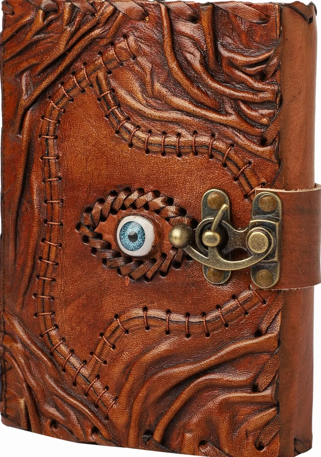 Hocus Pocus Księga Zaklęć Skórzany Dziennik Krawędź Papier Grimoire Journal Trzecie Oko Vintage Skórzany Dziennik Księga Cieni Dziennik Antyczny Zaklęcie Książka Wiedźmy Dziennik Zamek Zapięcie Notatnik 18 x 12 cm