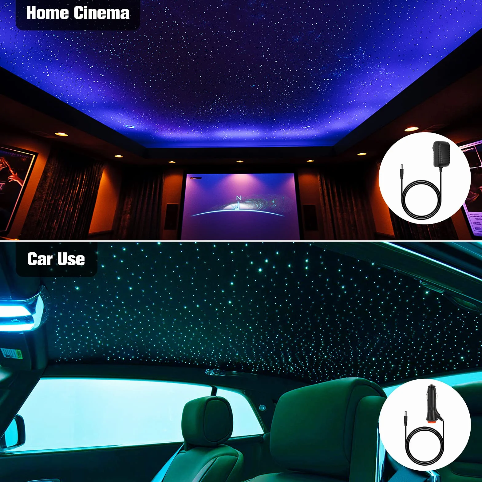 CHINLY Bluetooth 16 W RGBW LED Fiber Optic Star lampy sufitowe zestaw aplikacji/pilot zdalnego sterowania, 450 szt.*(0,75+1,0+1,5 mm)*3 m włókno szklane do domu/samochodu