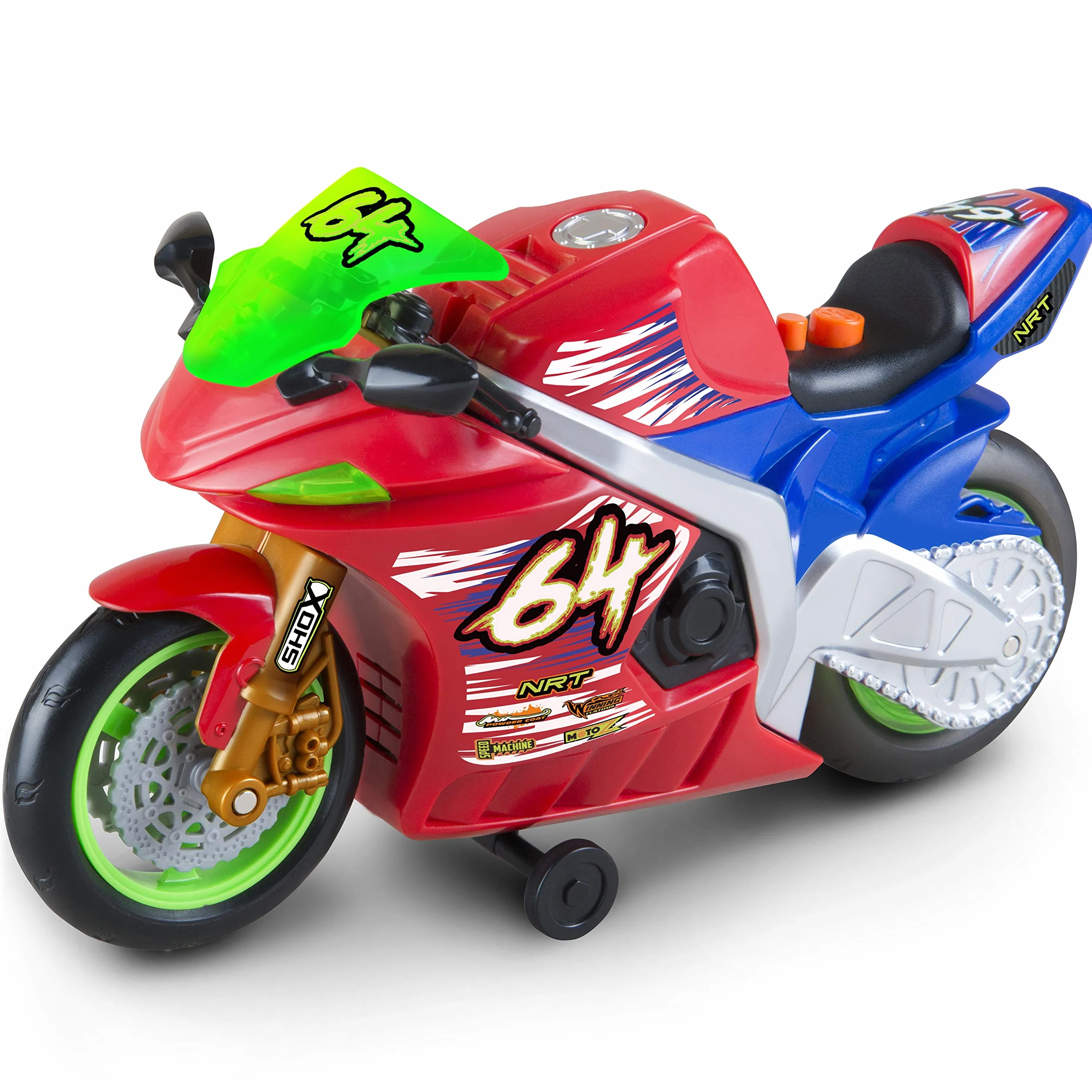 Nikko 20031 Road Rippers Wheelie motocykl wyścigowy porusza się po naciśnięciu przycisku, przednie koło unosi się, świecące koła, efekty świetlne i dźwiękowe, łącznie z bateriami, dla dzieci od 3 lat,