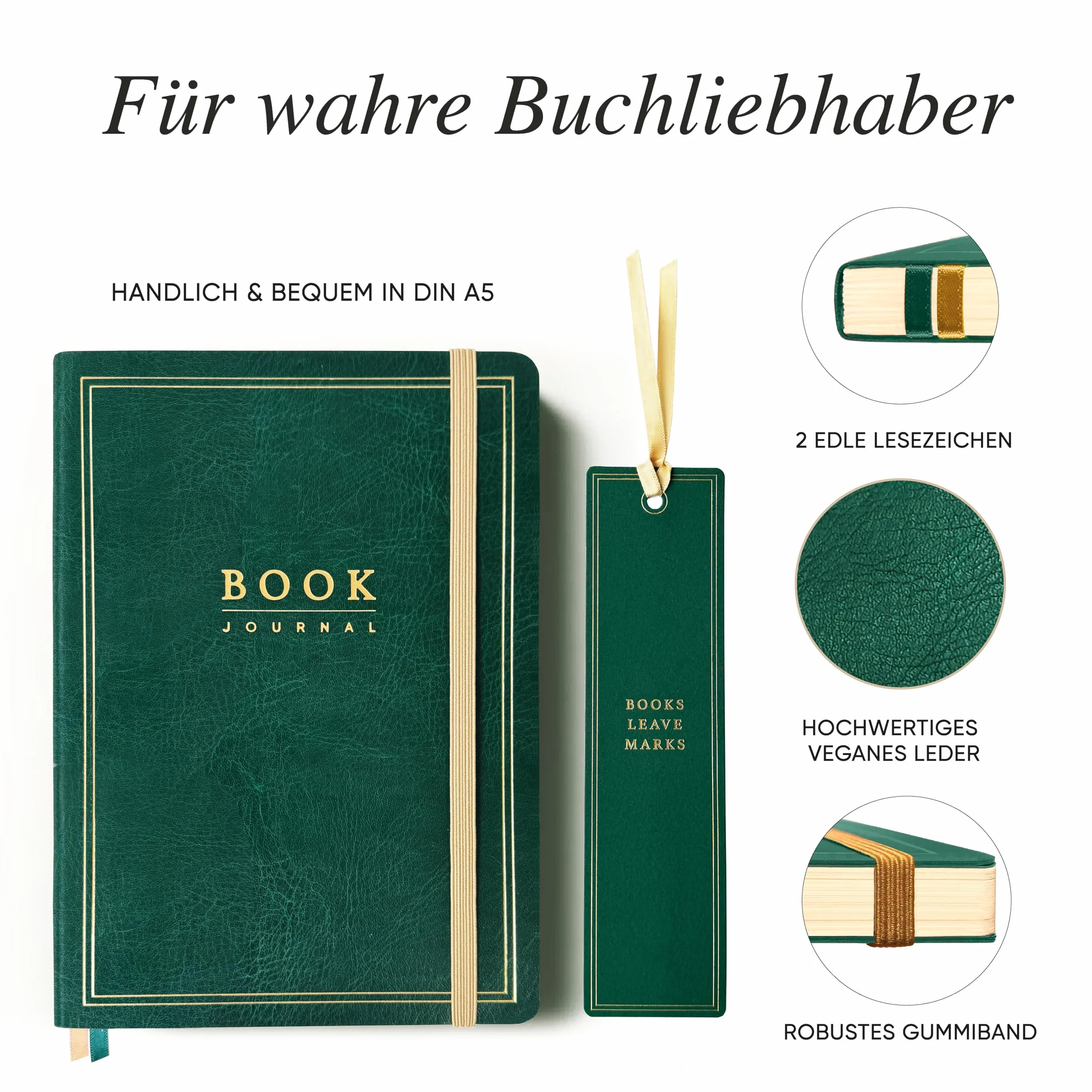 NORTHERN NOTES® Book Journal - Premium Lestagebuch & Buch Journal. Na ponad 70 książek, audiobooków, e-booków i podcastów. DIN A5 (OXFORD GREEN)