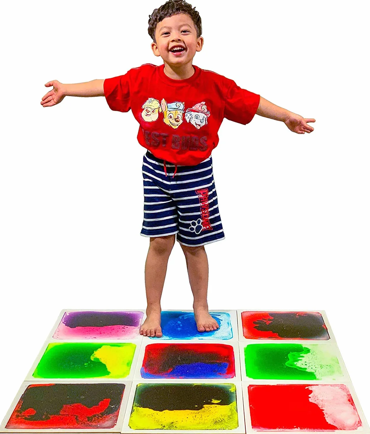 Art3d Azulejos de piso líquido sensorial para niños, niños pequeños, adolescentes, sala de juegos, piso de baile (30 x 30 cm, 9 unidades)