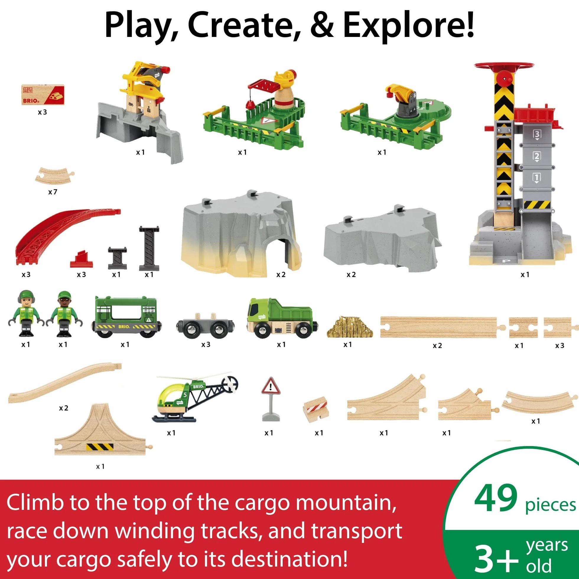 BRIO World 36010 Gebirgs-Frachten Set Deluxe - Eisenbahn-Spaß auf Mehreren Ebenen mit viel Zubehör - Viele Spielmöglichkeiten durch frei kombinierbare Elemente - Für Kinder ab 3 Jahren