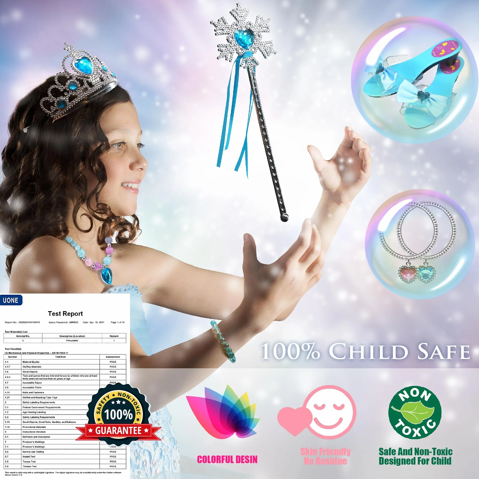 Princess Dress Up dziewczęce buty – buty dla małych dzieci do zabawy i udawanie biżuterii, zestaw akcesoriów, zabawka dla dzieci z koroną, pierścionek, bransoletka dla małych dziewczynek w wieku 3-6