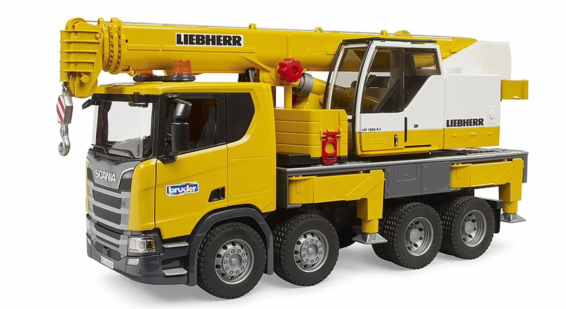 bruder 03571 - Ciężarówka z dźwigiem Scania Super 560R Liebherr z modułem świetlno-dźwiękowym - 1:16 Pojazdy, Pojazdy budowlane, Ciężarówka z dźwigiem, Zabawki od 4 lat