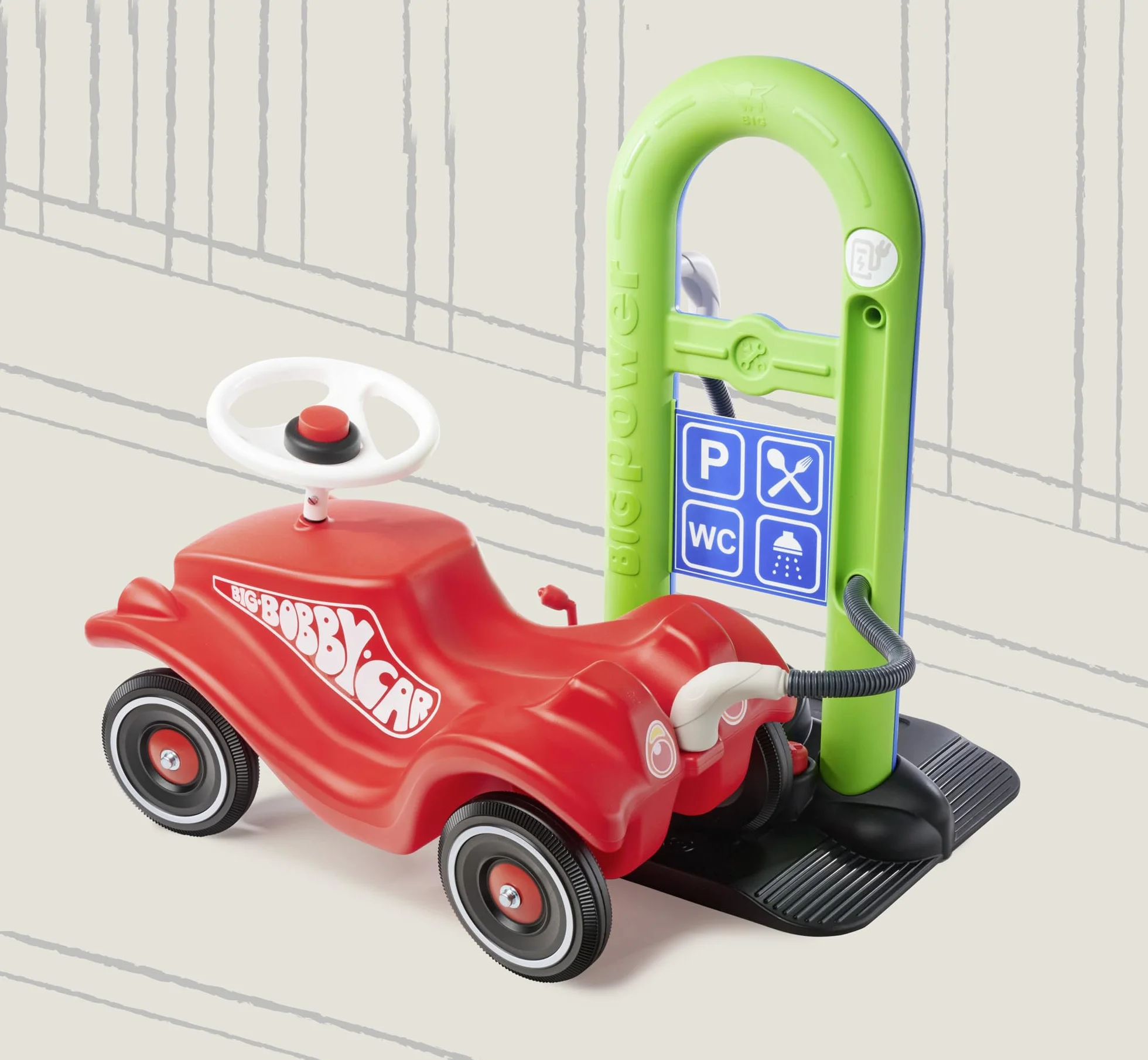 BIG Spielwarenfabrik 800056498 Bobby Car Stacja benzynowa, czarna, S