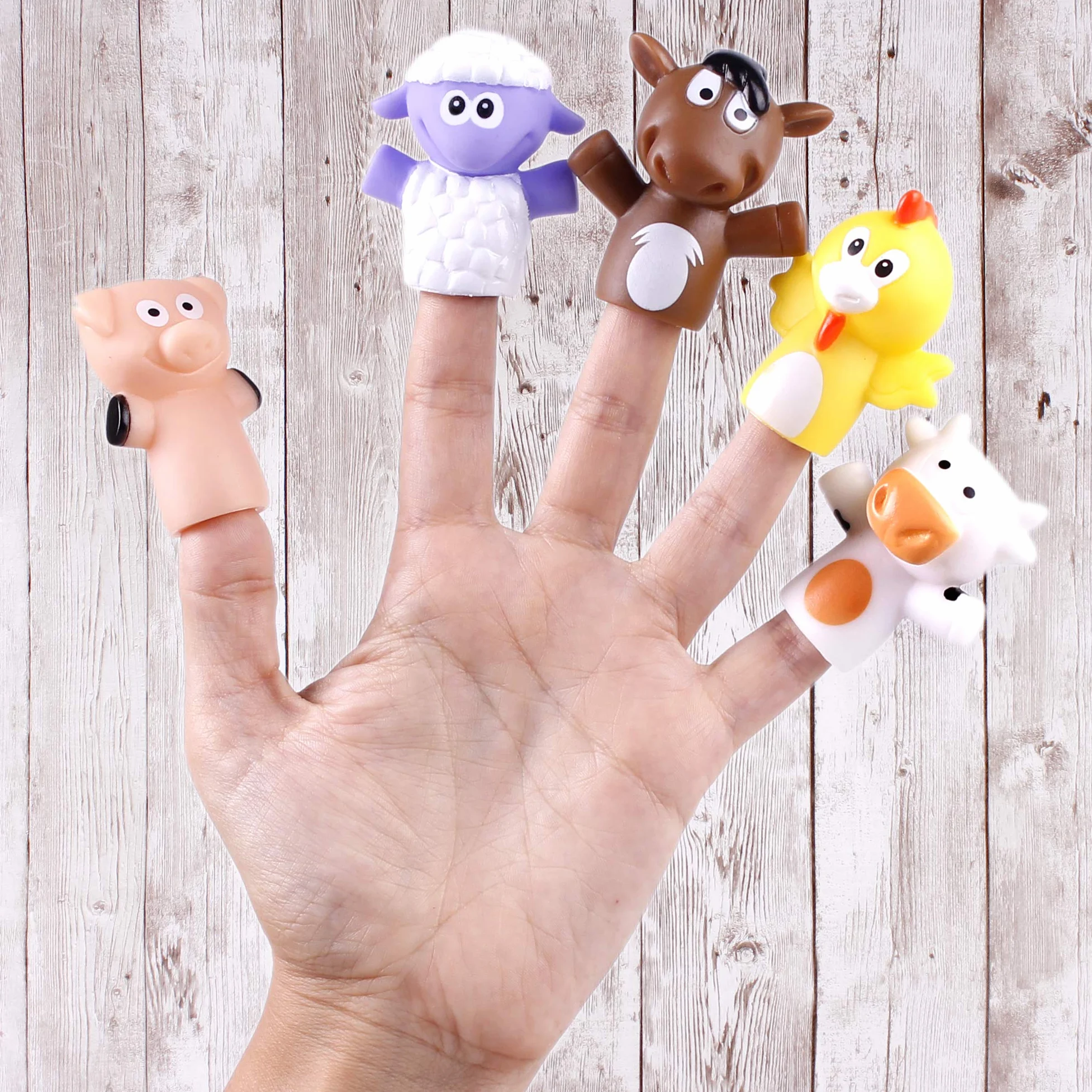 Marionetki na Palce dla dzieci i niemowląt | 5 Zwierząt Gospodarskich | Kukiełki z PVC bez BPA | Zabawki do wanny | Lalki na Dłonie, Bajki