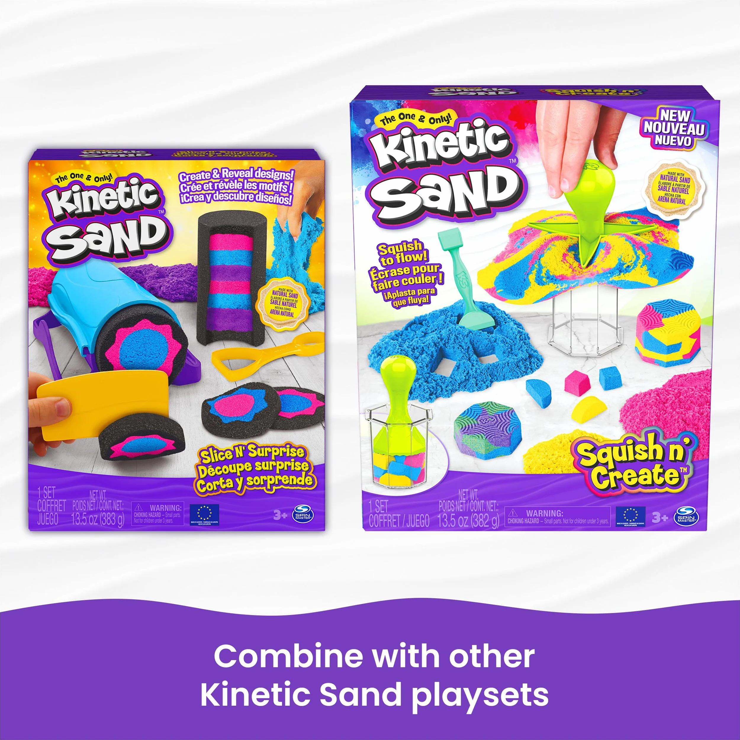 Kinetic Sand, Zamek, piasek kinetyczny z foremkami, 10 kolorów, dla dzieci od 3 lat